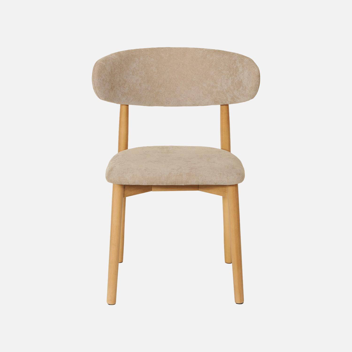 Lot de 2 chaises bois d'hévéa naturel et tissu chenille taupe - Paola,sweeek,Photo4