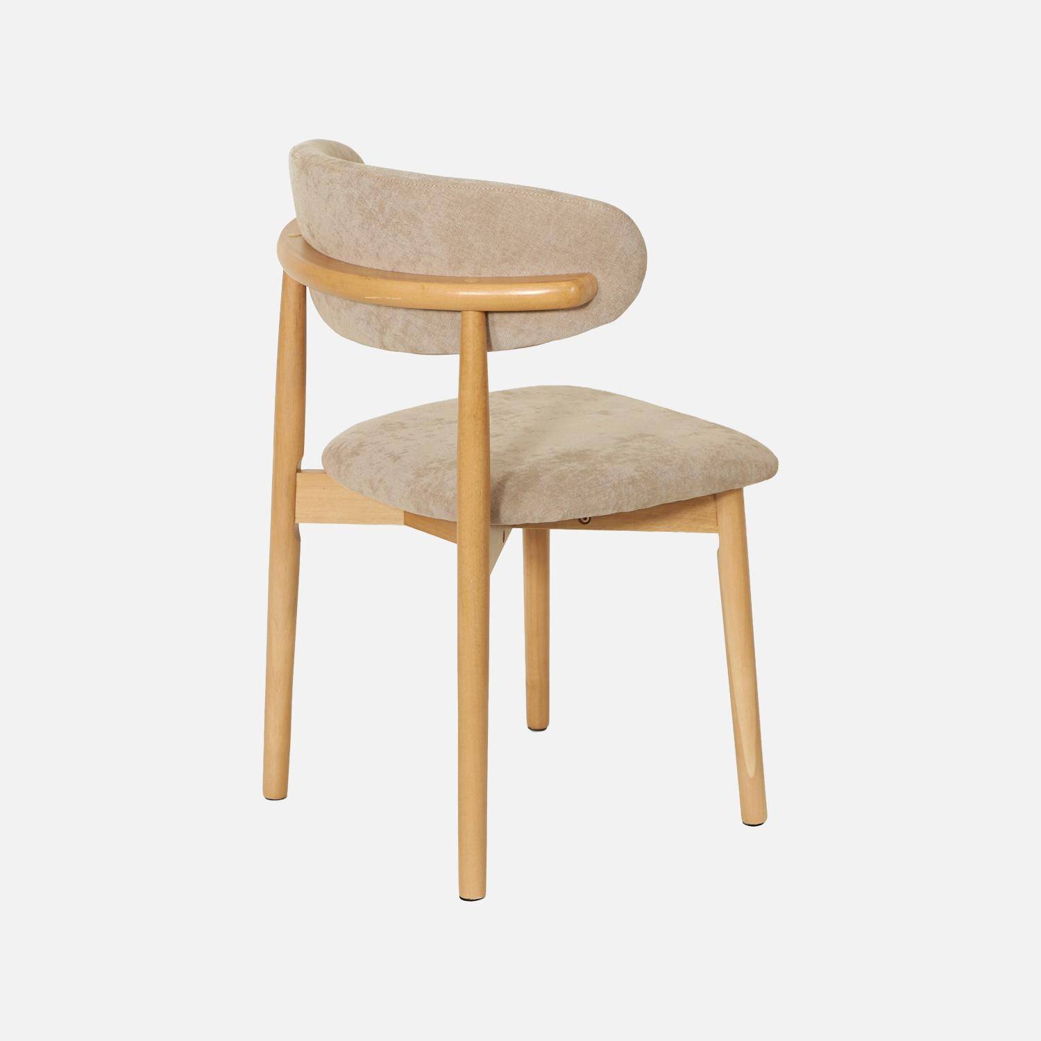 Lot de 2 chaises bois d'hévéa naturel et tissu chenille taupe - Paola,sweeek,Photo5