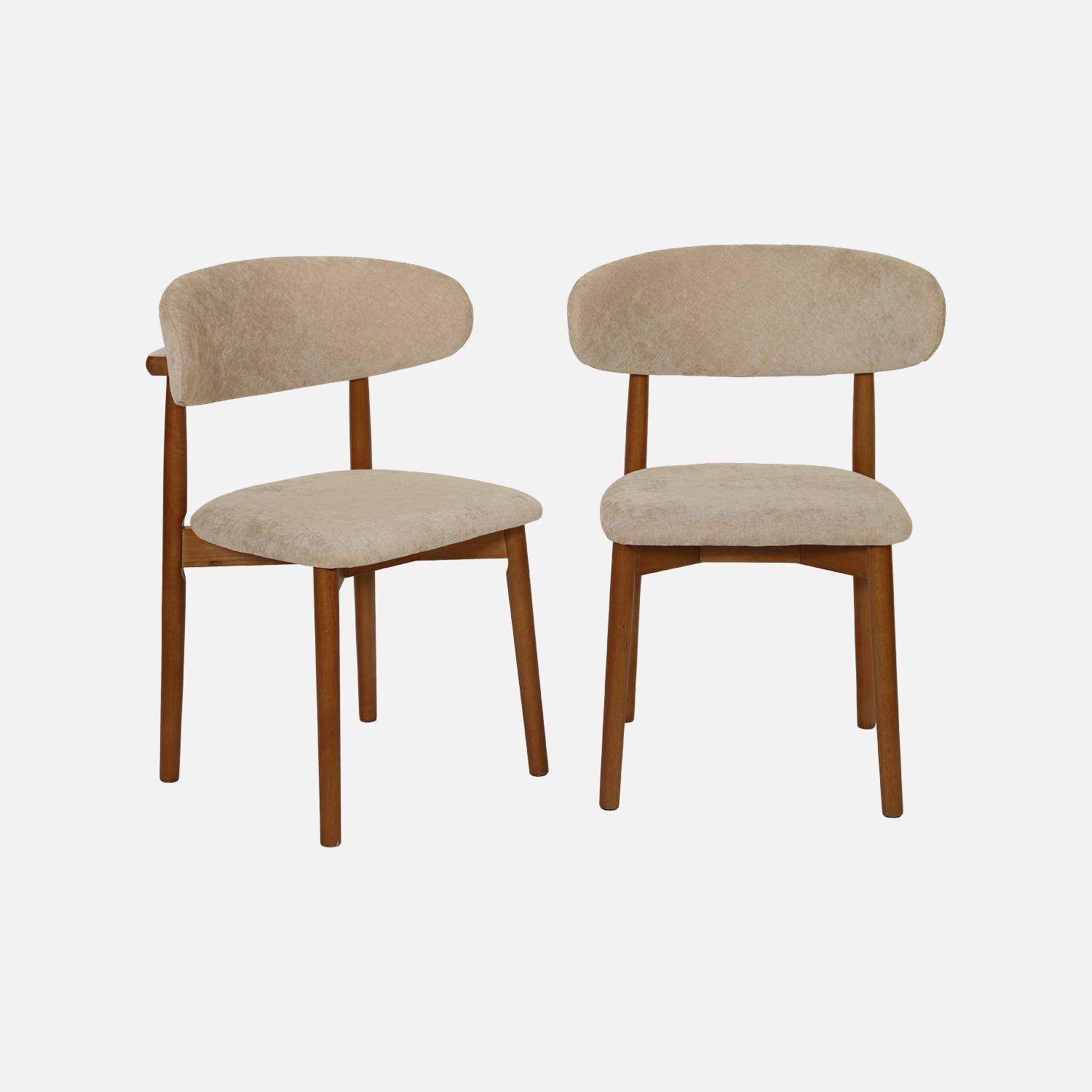Silla de madera de hevea nogal y tela chenilla (lote de 2) Pardo - 57x49x79 cm,sweeek,Photo2
