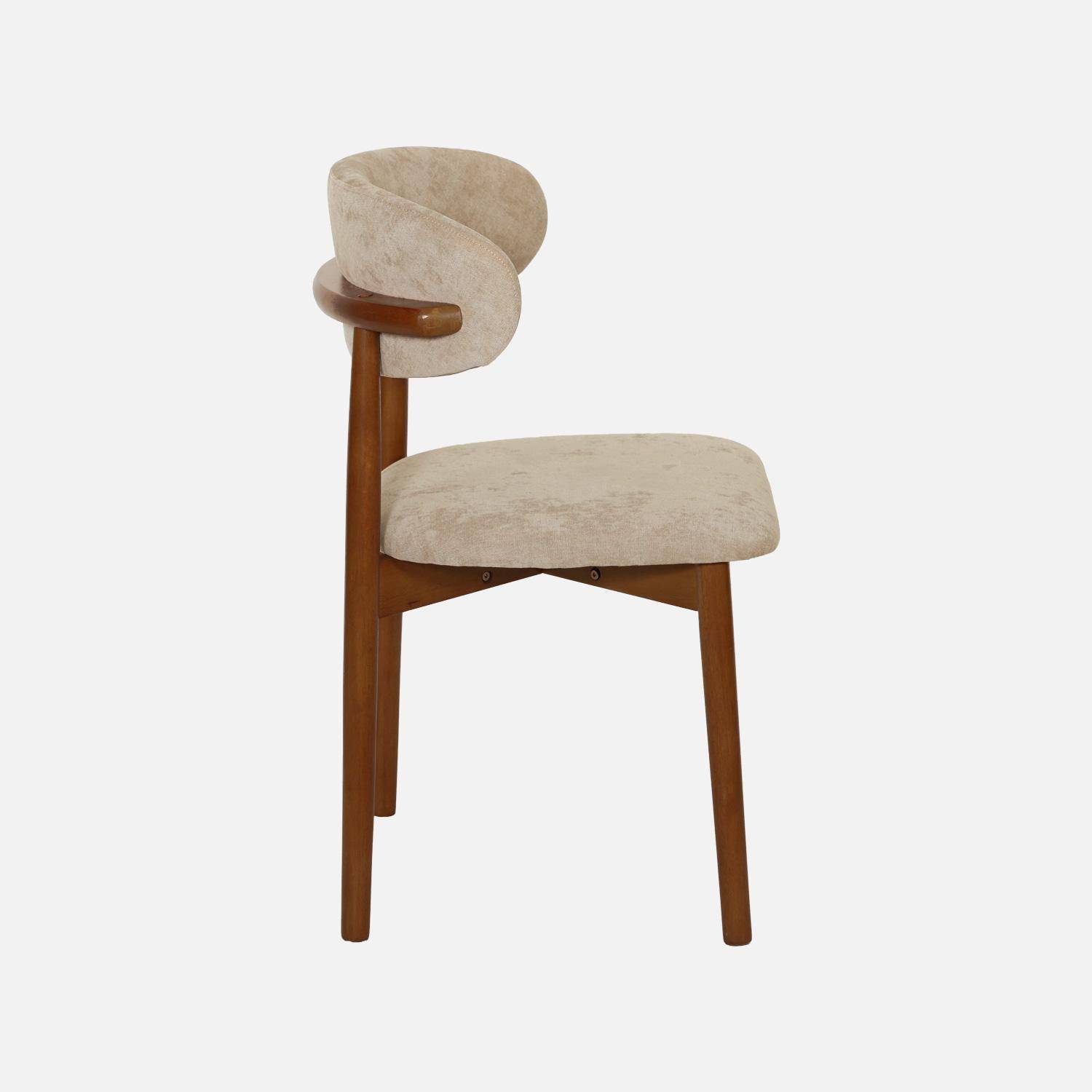 Silla de madera de hevea nogal y tela chenilla (lote de 2) Pardo - 57x49x79 cm Photo6