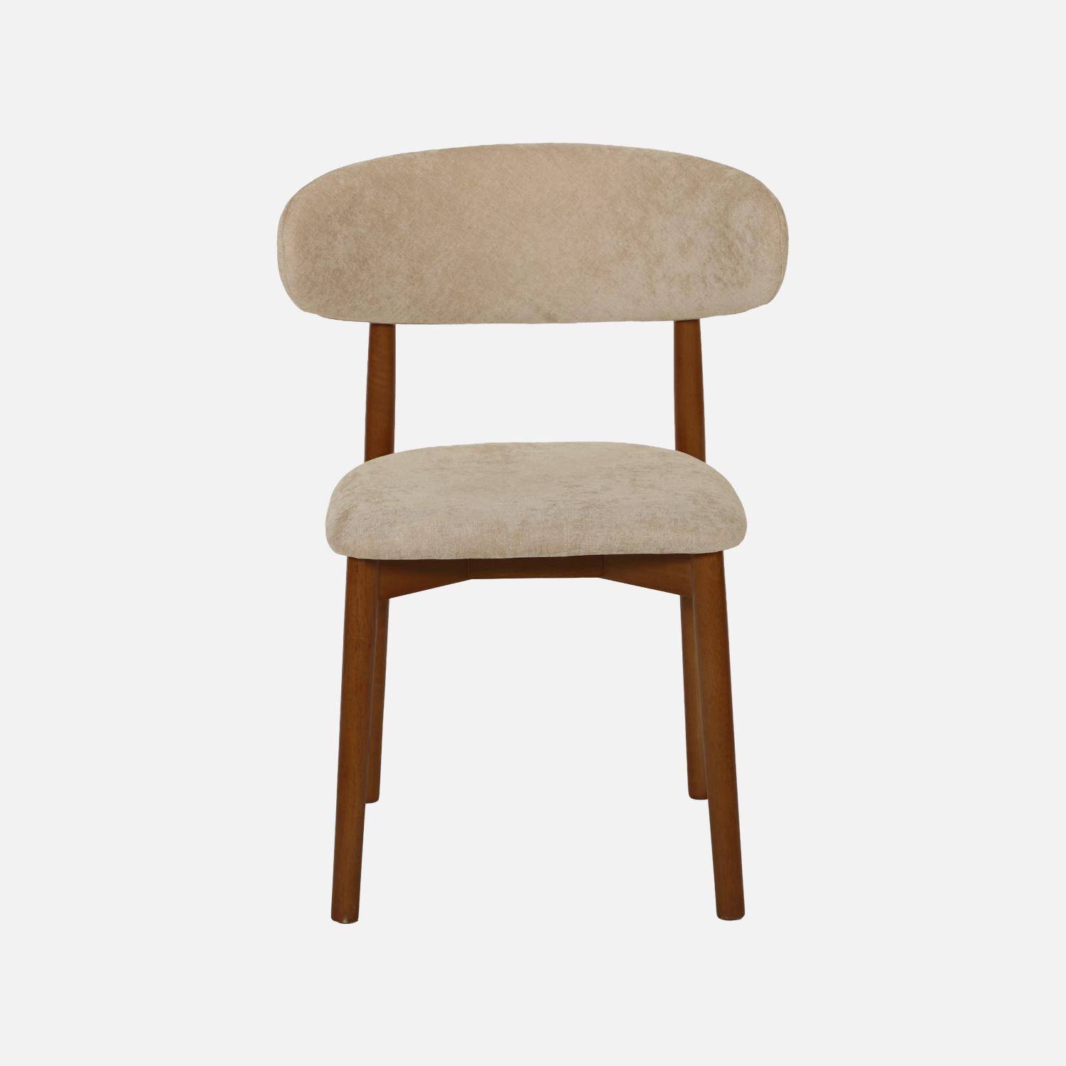 Silla de madera de hevea nogal y tela chenilla (lote de 2) Pardo - 57x49x79 cm,sweeek,Photo4