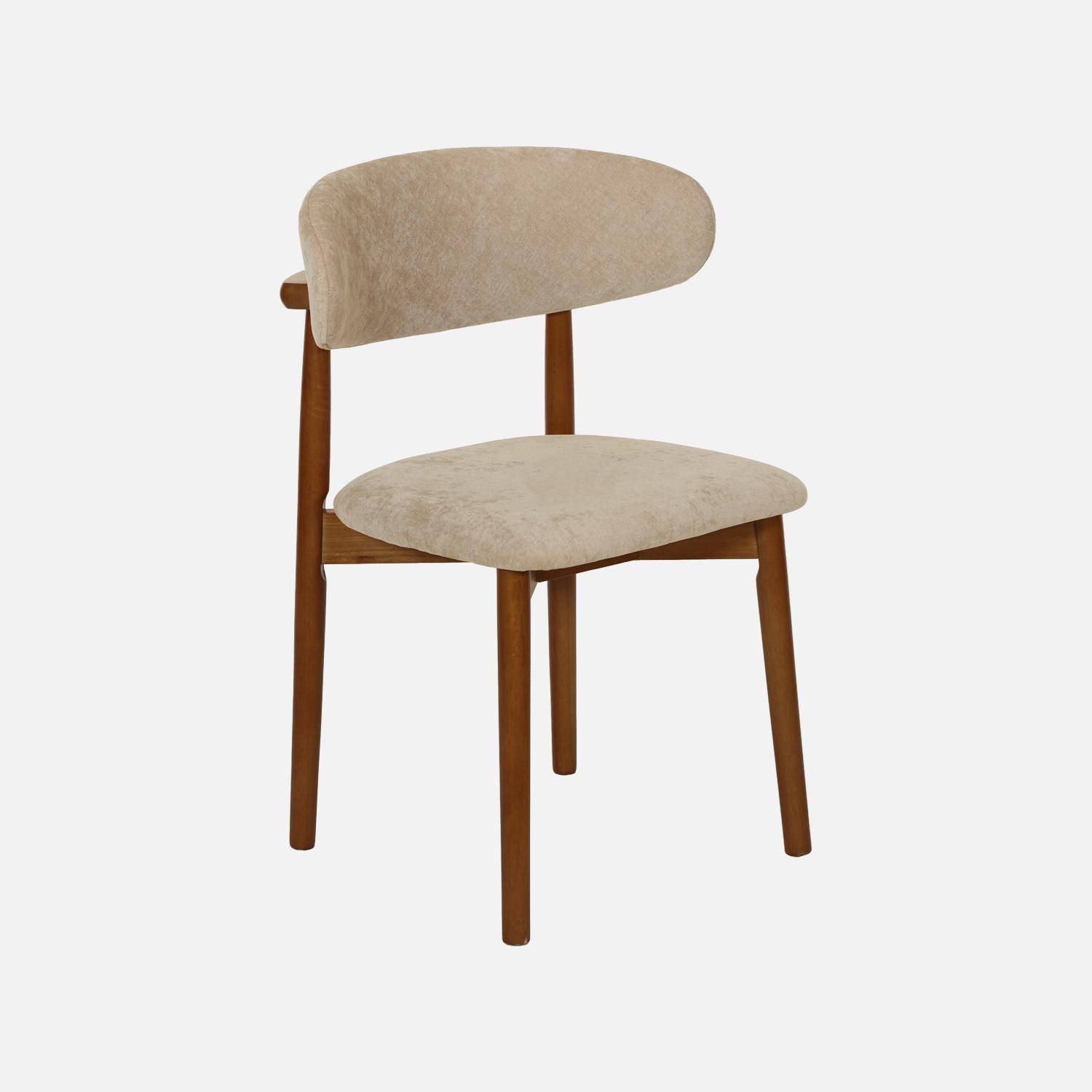Silla de madera de hevea nogal y tela chenilla (lote de 2) Pardo - 57x49x79 cm Photo3