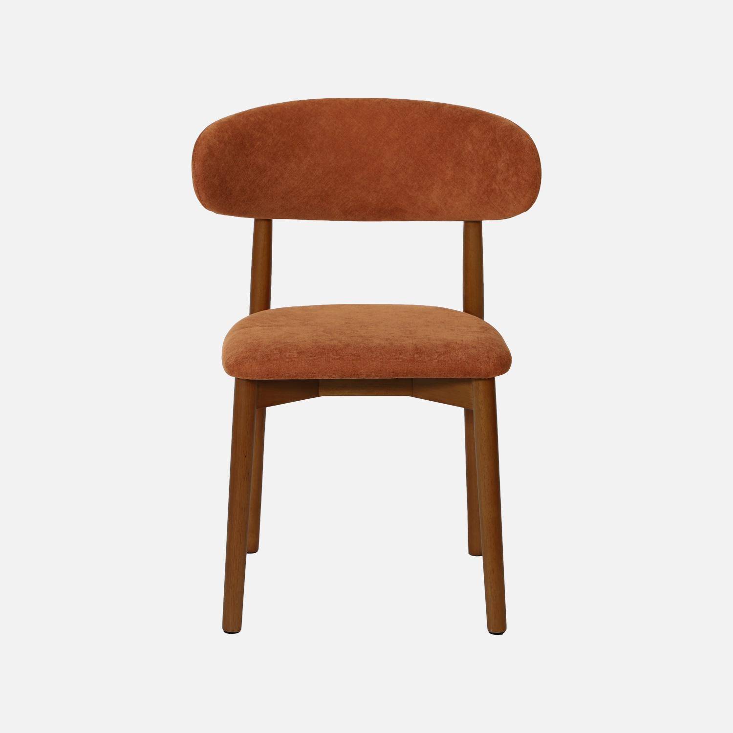 Silla de madera de hevea nogal y tela chenilla (lote de 2) Nogal - 57x49x79 cm,sweeek,Photo3