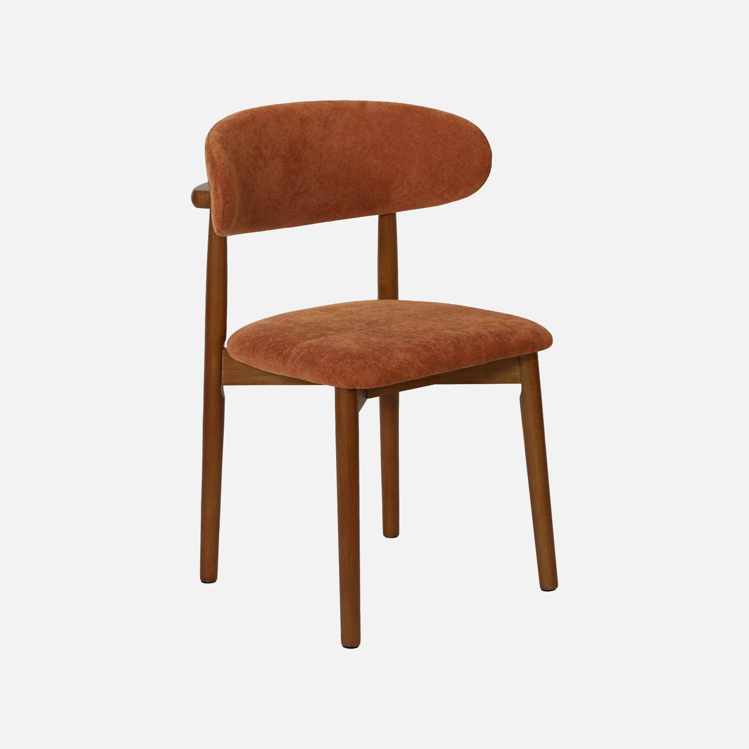 Silla de madera de hevea nogal y tela chenilla (lote de 2) Nogal - 57x49x79 cm Photo4
