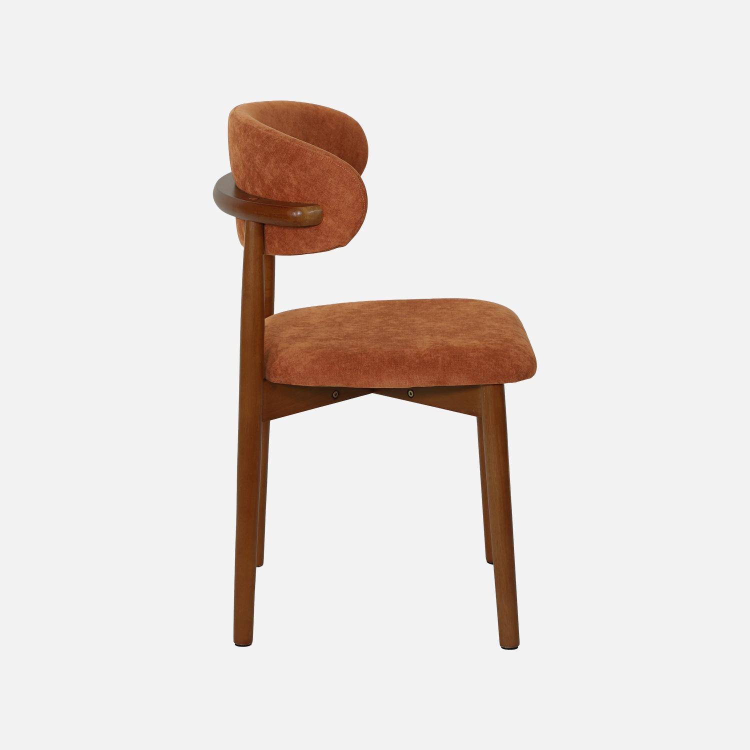 Silla de madera de hevea nogal y tela chenilla (lote de 2) Nogal - 57x49x79 cm Photo6