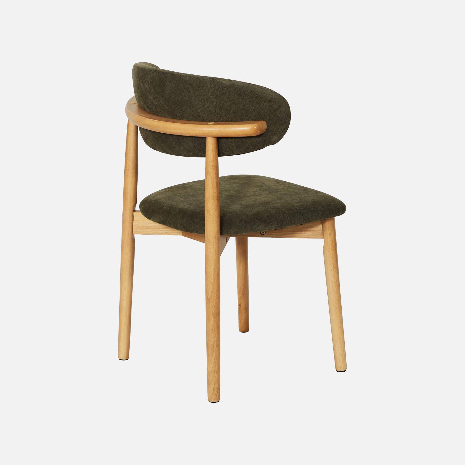 Silla de madera de caucho natural y tela de chenilla, set de 2 Natural - 57x49x79 cm,sweeek,Photo5
