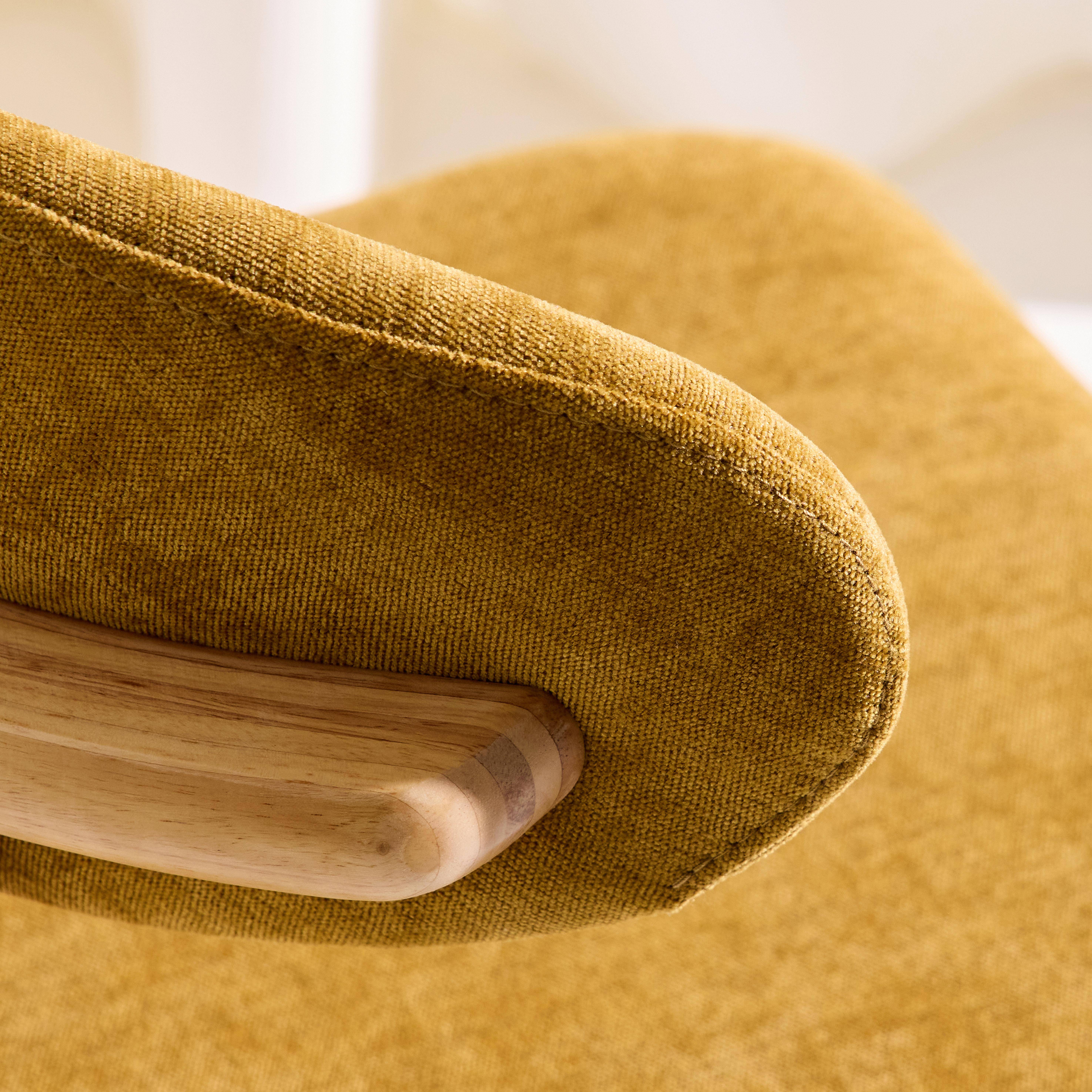 Silla de madera de caucho natural y tela de chenilla, set de 2 Natural - 57x49x79 cm Photo5
