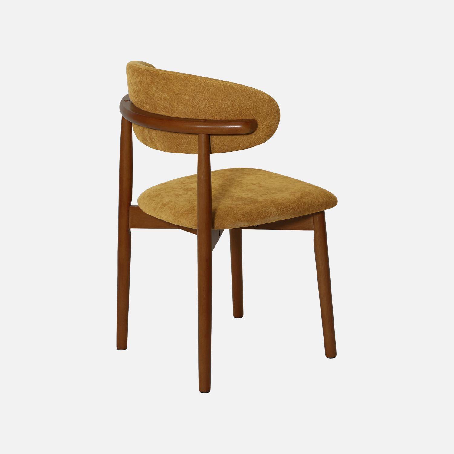 Silla de madera de hevea nogal y tela chenilla (lote de 2) Nogal - 57x49x79 cm Photo4