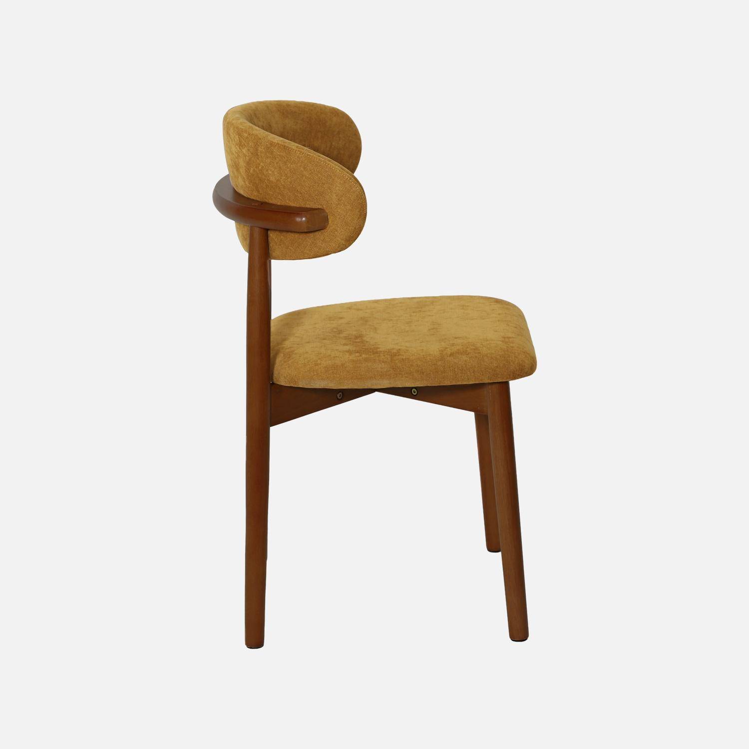 Silla de madera de hevea nogal y tela chenilla (lote de 2) Nogal - 57x49x79 cm,sweeek,Photo6