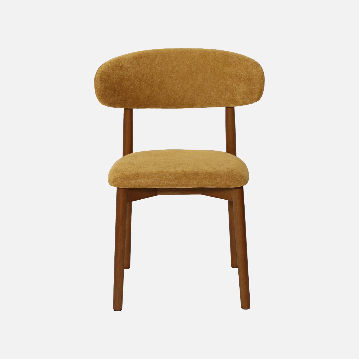 Silla de madera de hevea nogal y tela chenilla (lote de 2) Nogal - 57x49x79 cm Photo5