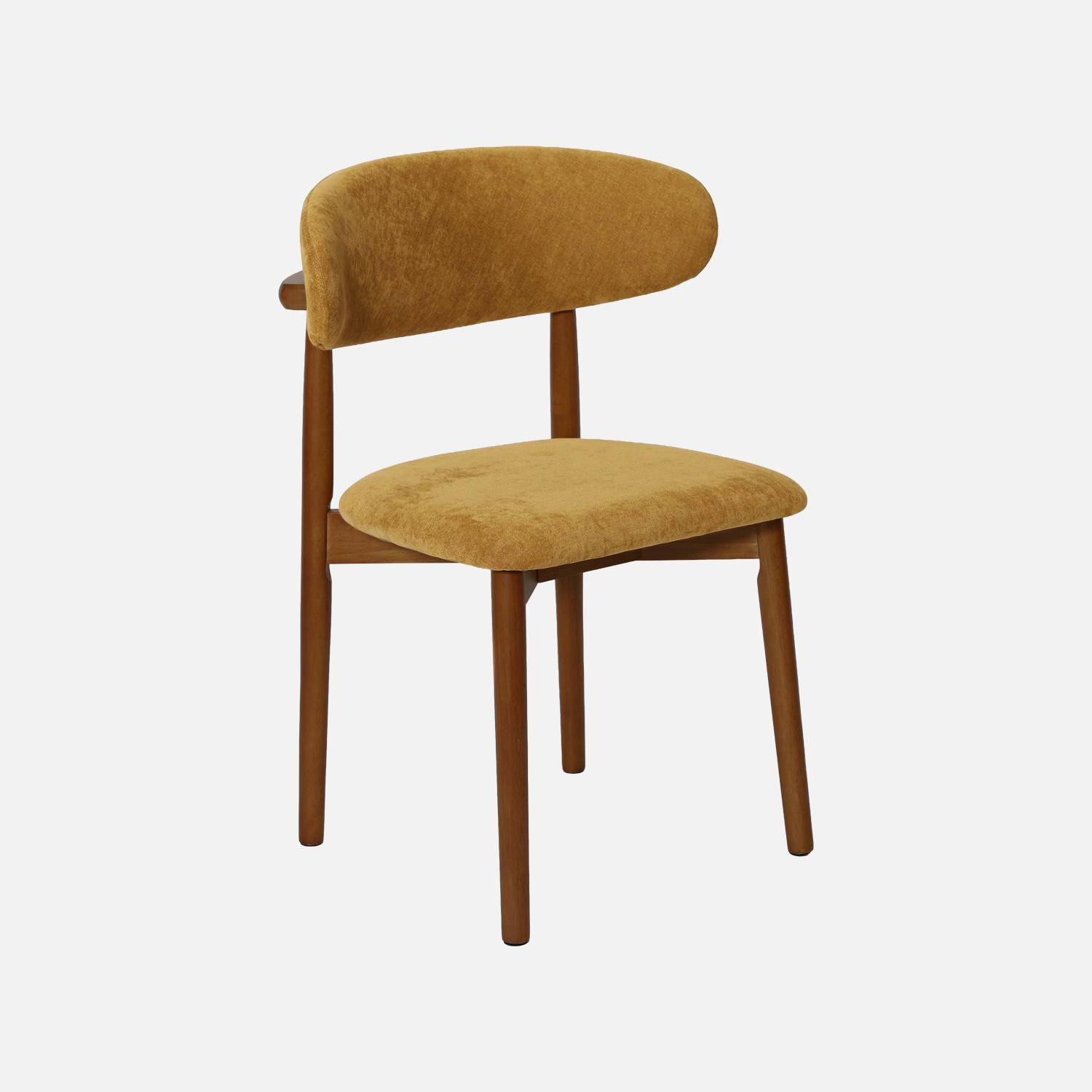 Silla de madera de hevea nogal y tela chenilla (lote de 2) Nogal - 57x49x79 cm Photo3