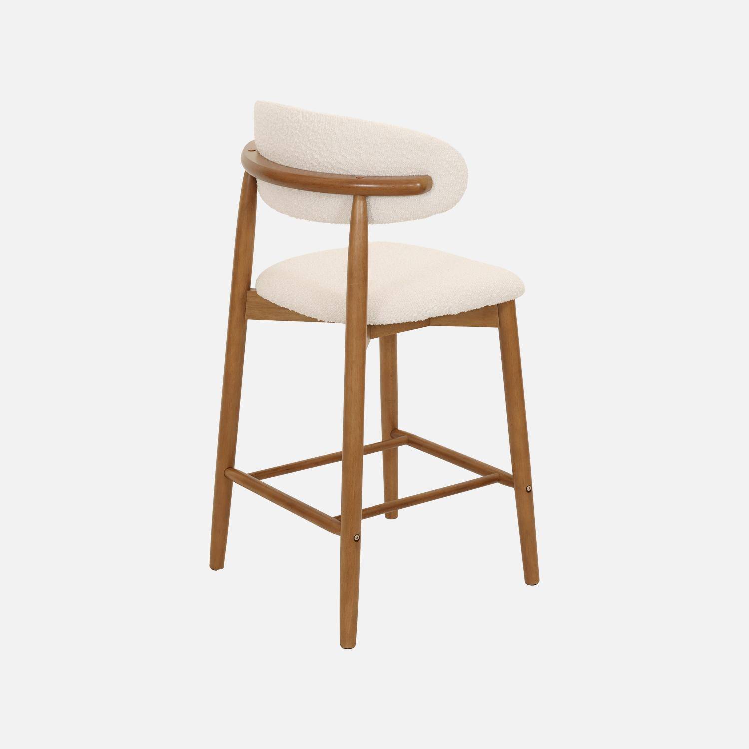 Taburete de bar de madera de hevea y tejido borreguito, set de 2, Paola, Nogal, 57x50x100 cm,sweeek,Photo2