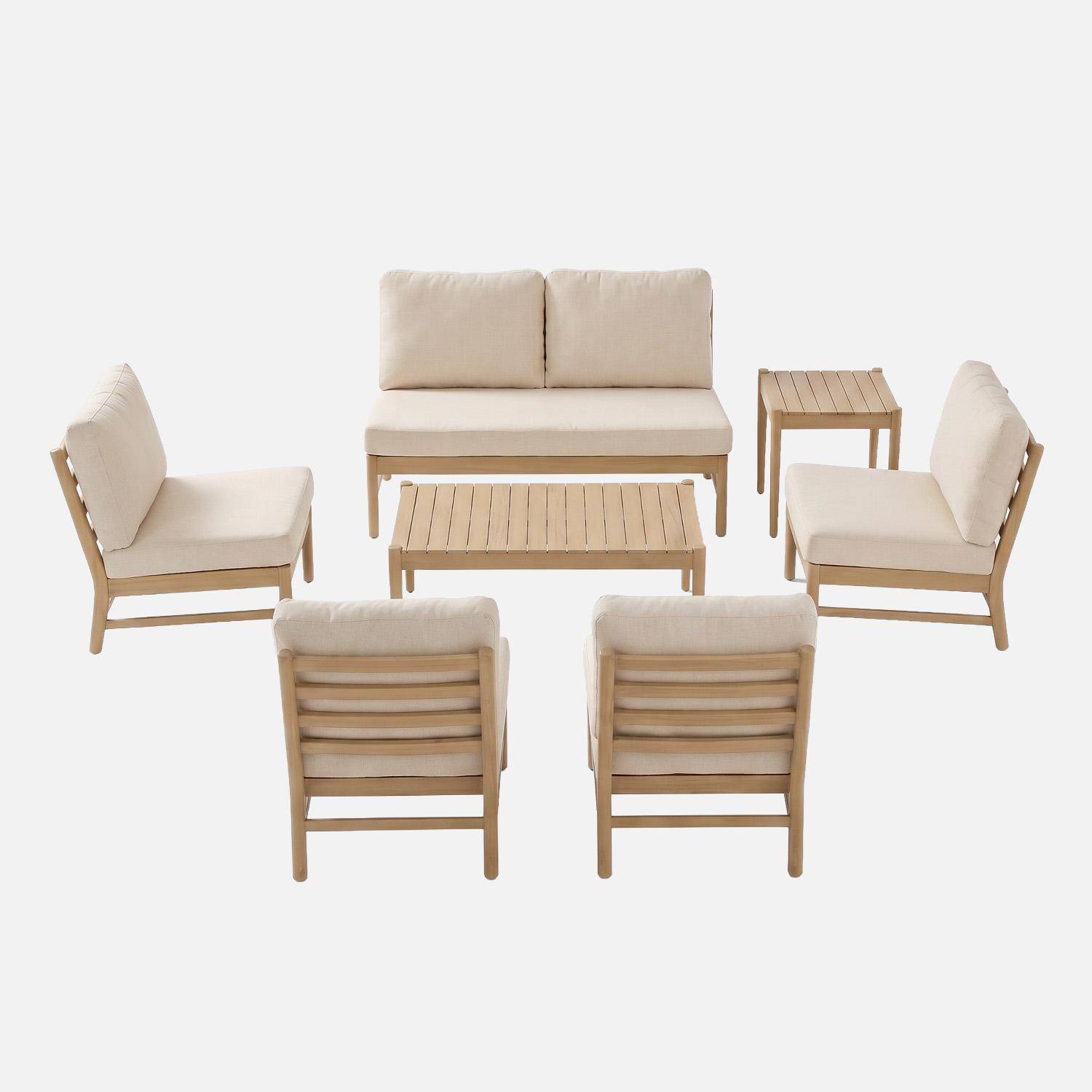 Salotto da giardino legno di acacia naturale, 6 posti Marrone naturale - 132x71x76 cm,sweeek,Photo3