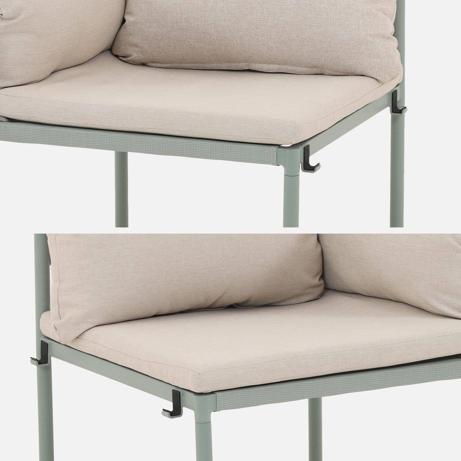 Salon de jardin modulable acier 2 places vert de gris et beige - Kimi,sweeek,Photo4