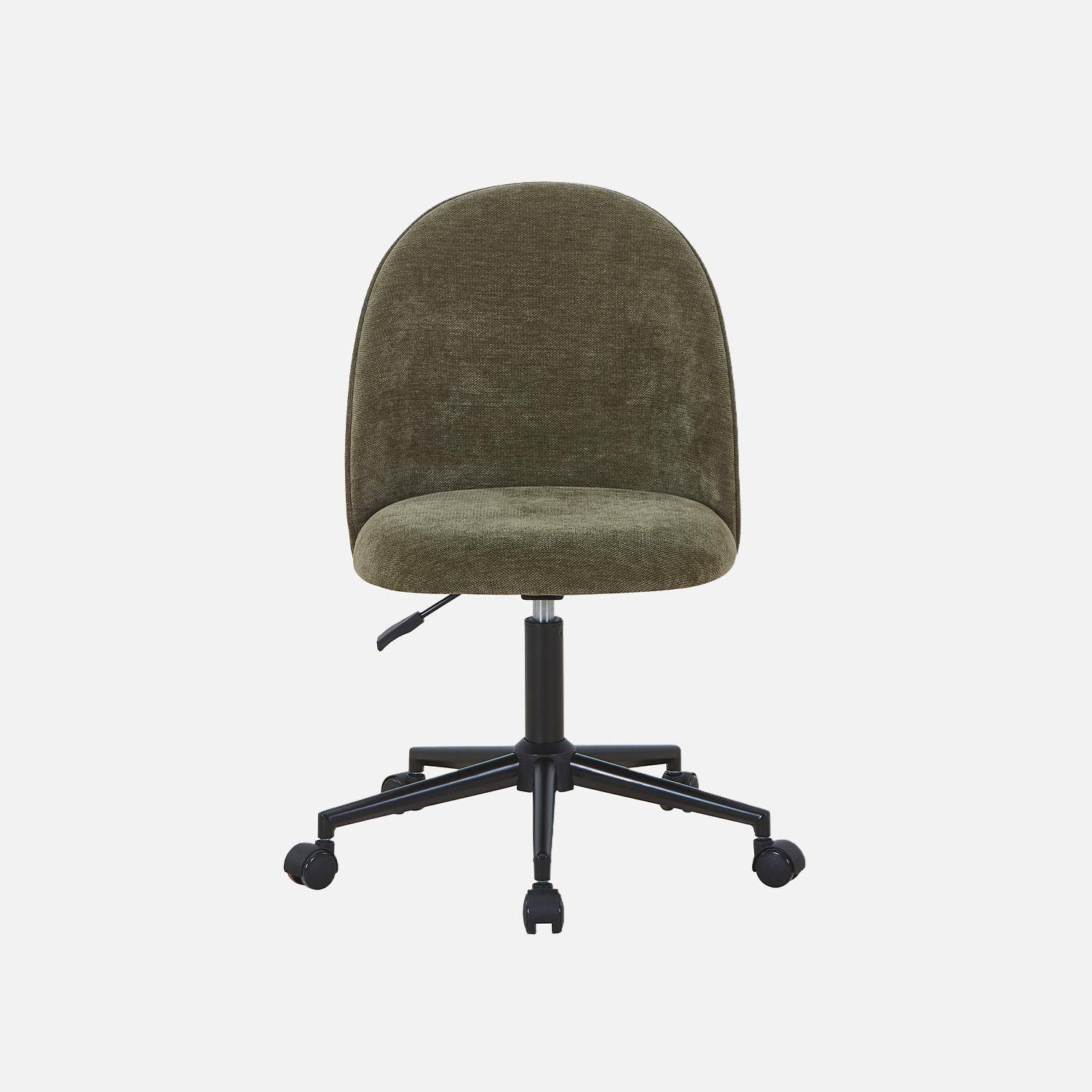 Sedia da ufficio con rotelle in tessuto, Phyl, Verde kaki, 49.5x55x96 cm Photo3