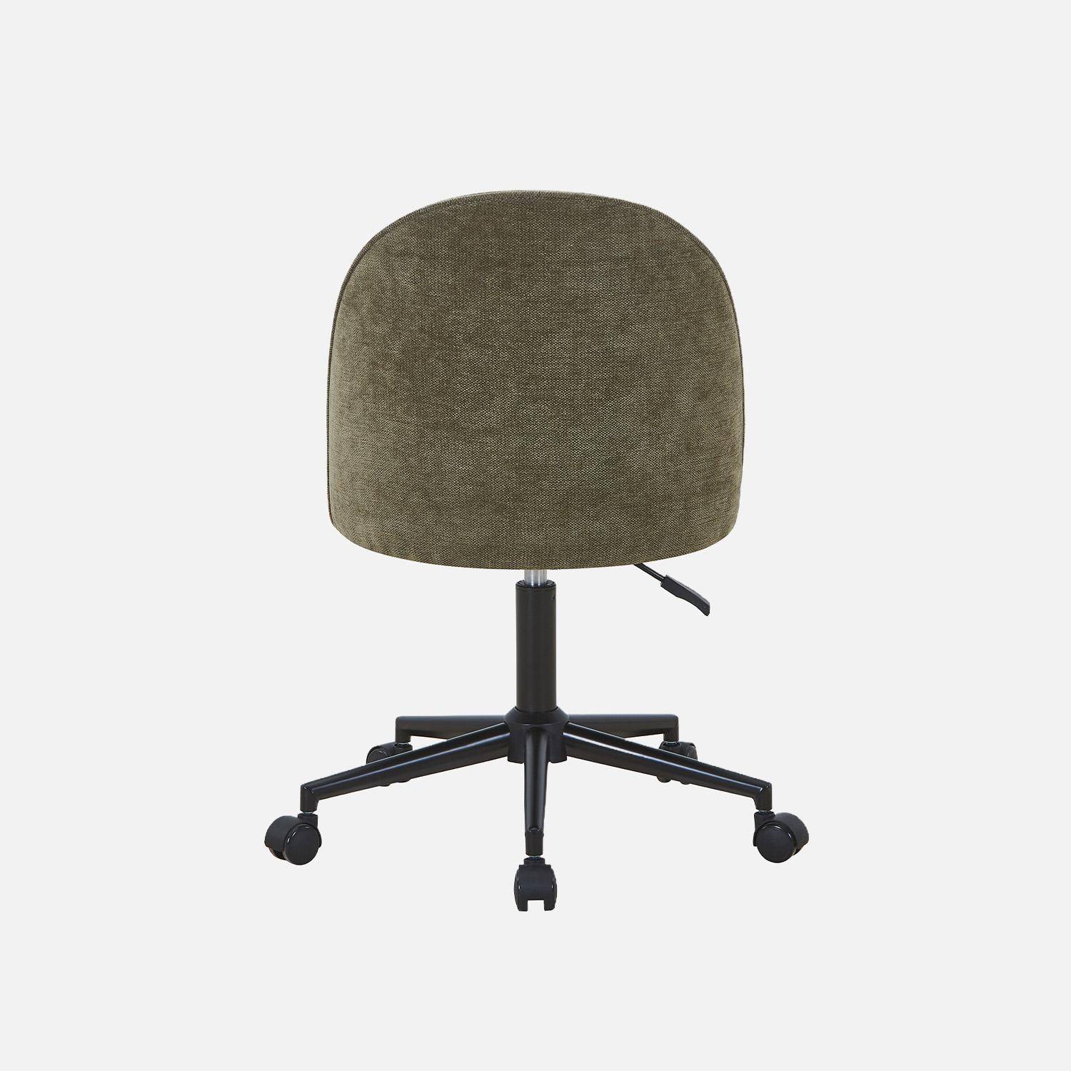 Sedia da ufficio con rotelle in tessuto, Phyl, Verde kaki, 49.5x55x96 cm Photo5
