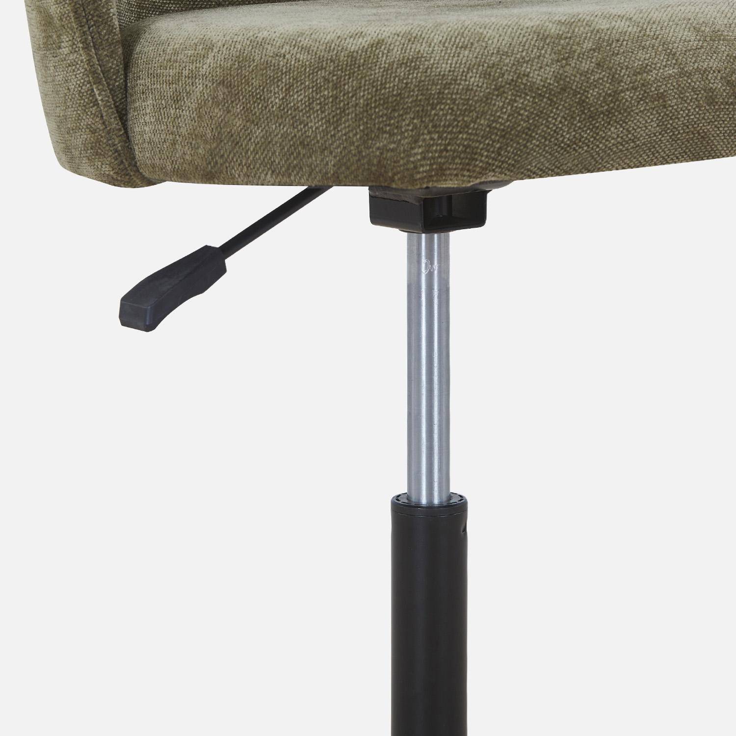 Sedia da ufficio con rotelle in tessuto, Phyl, Verde kaki, 49.5x55x96 cm Photo6