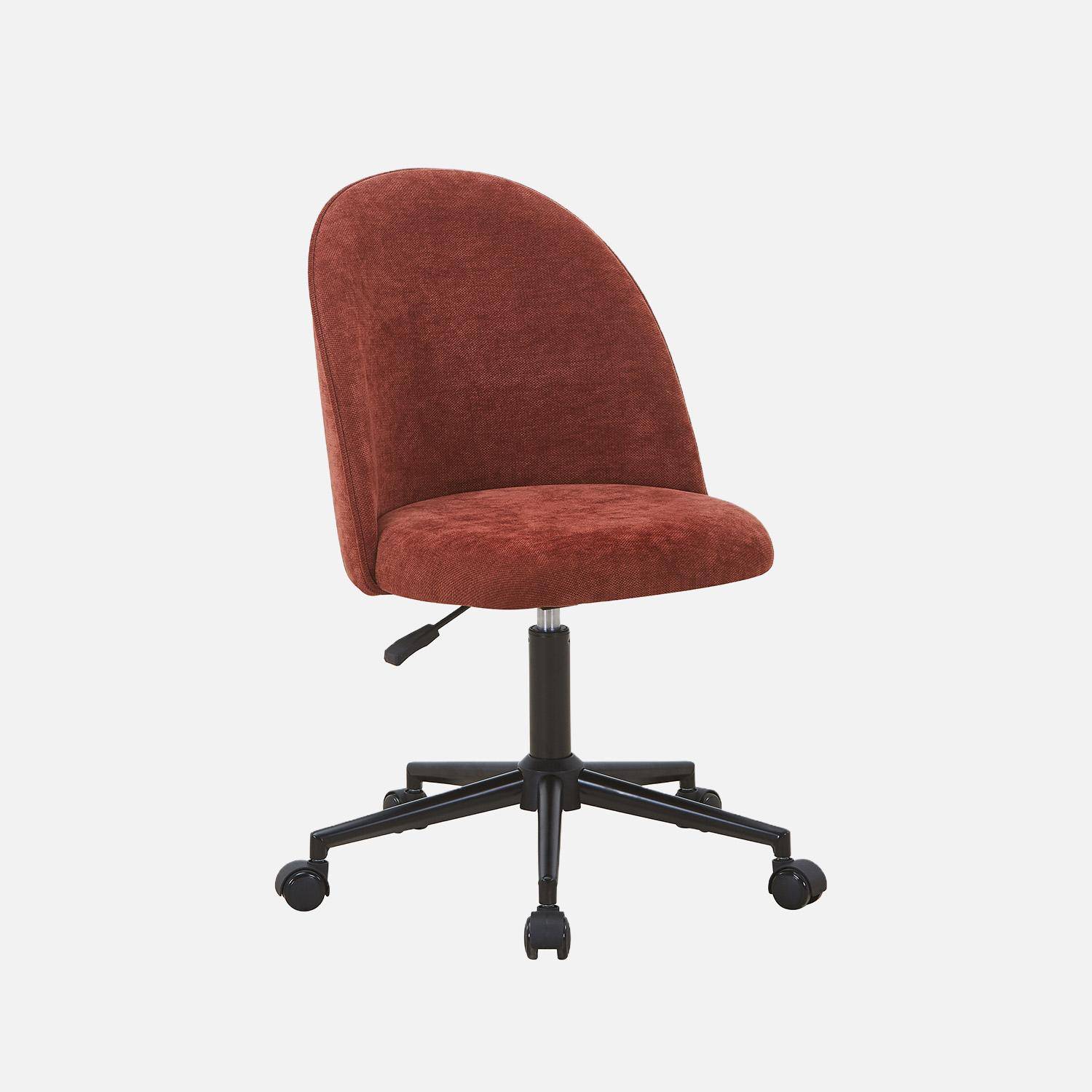Sedia da ufficio con rotelle in tessuto, Phyl, Rosso, 49.5x55x96 cm,sweeek,Photo2