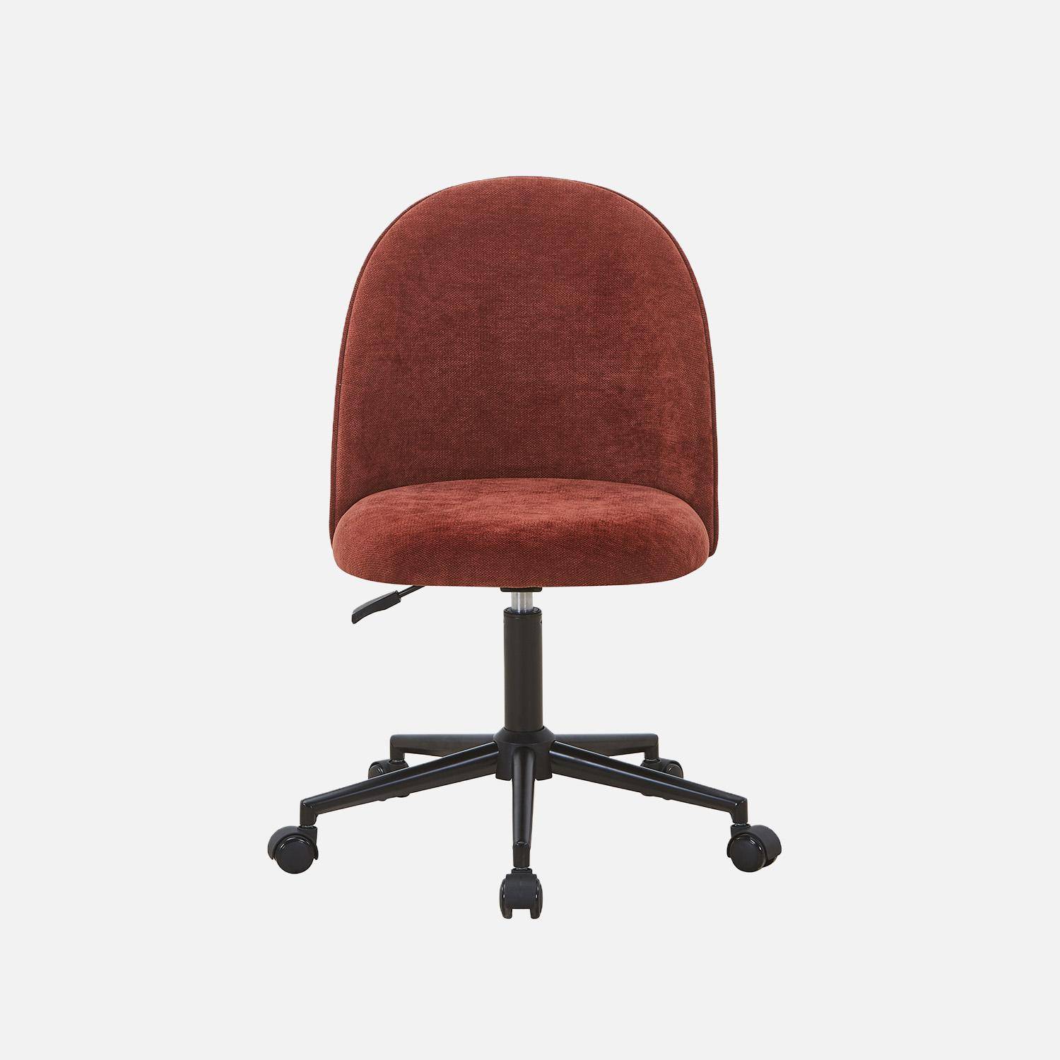 Sedia da ufficio con rotelle in tessuto, Phyl, Rosso, 49.5x55x96 cm Photo3