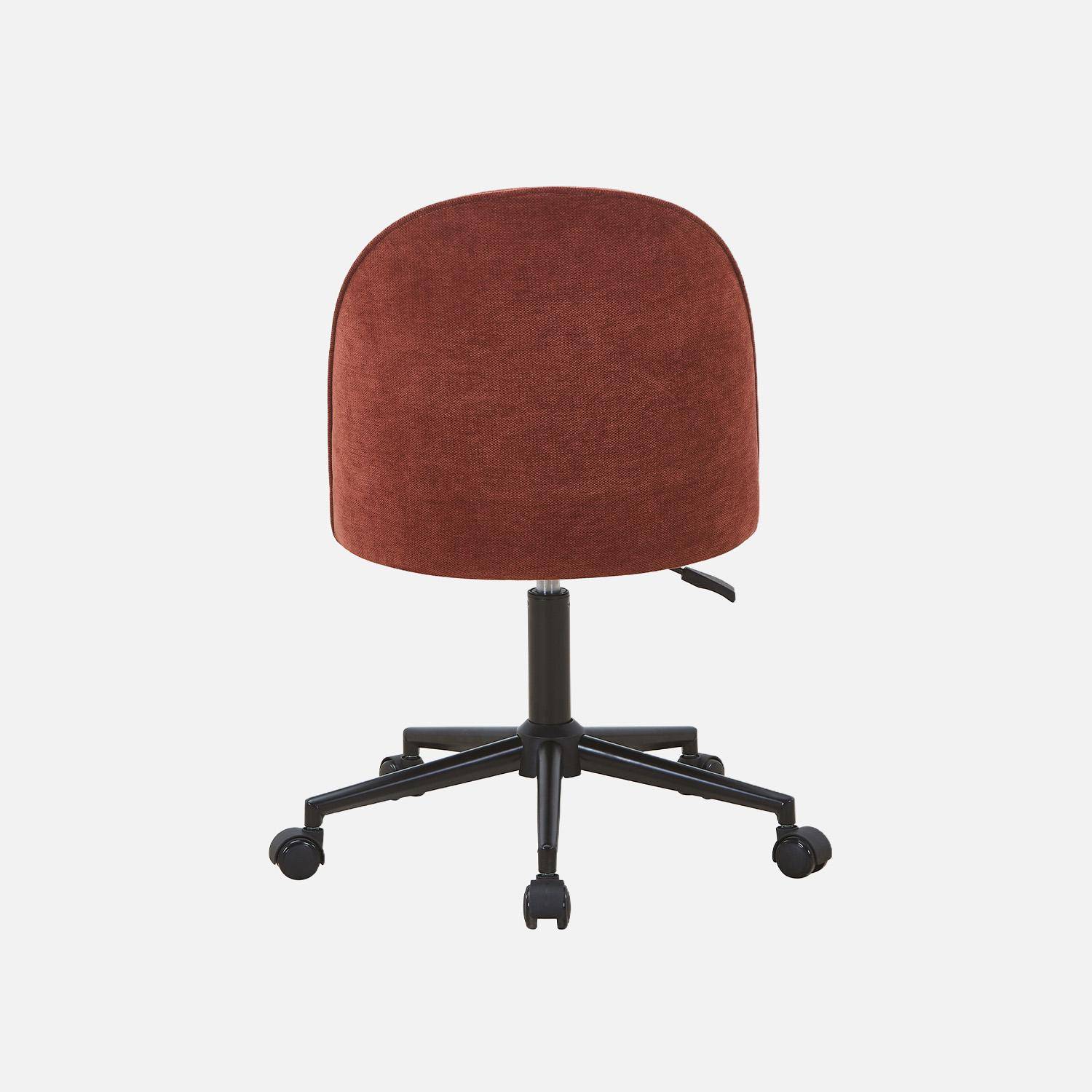 Sedia da ufficio con rotelle in tessuto, Phyl, Rosso, 49.5x55x96 cm,sweeek,Photo5