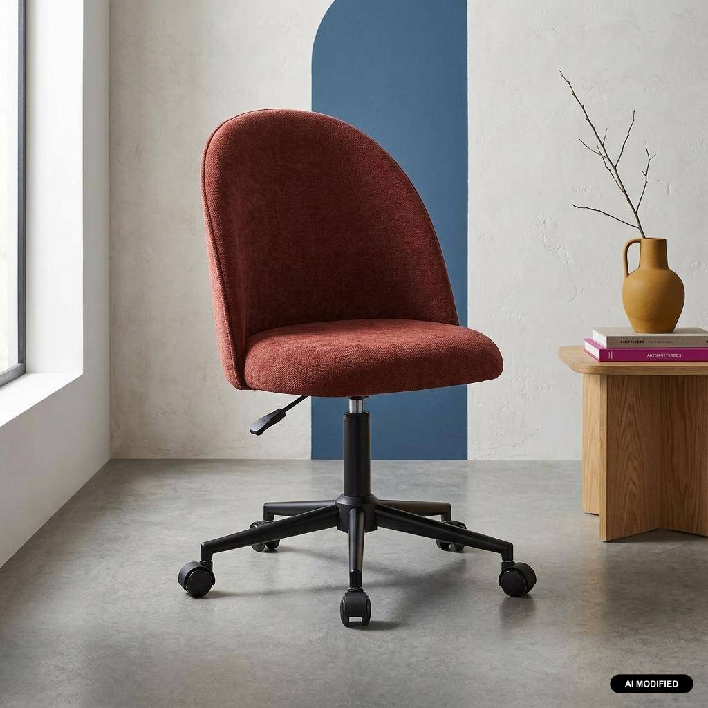 Sedia da ufficio con rotelle in tessuto, Phyl, Rosso, 49.5x55x96 cm Photo1