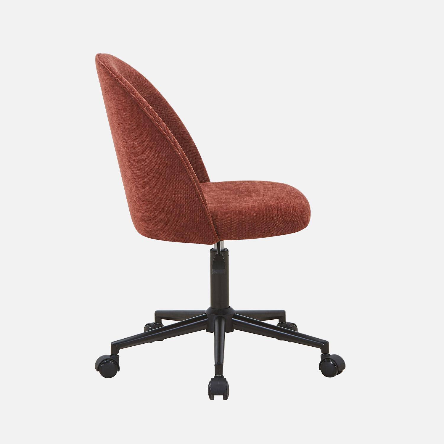 Sedia da ufficio con rotelle in tessuto, Phyl, Rosso, 49.5x55x96 cm Photo4