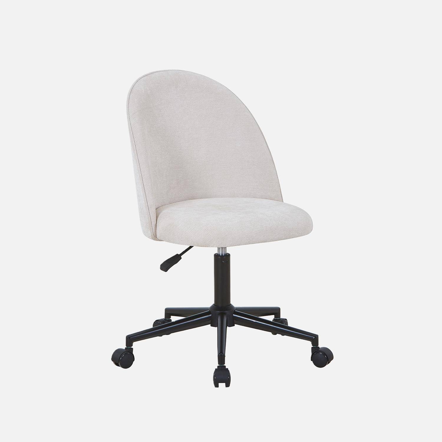 Sedia da ufficio con rotelle in tessuto, Phyl, Beige, 49.5x55x96 cm Photo2