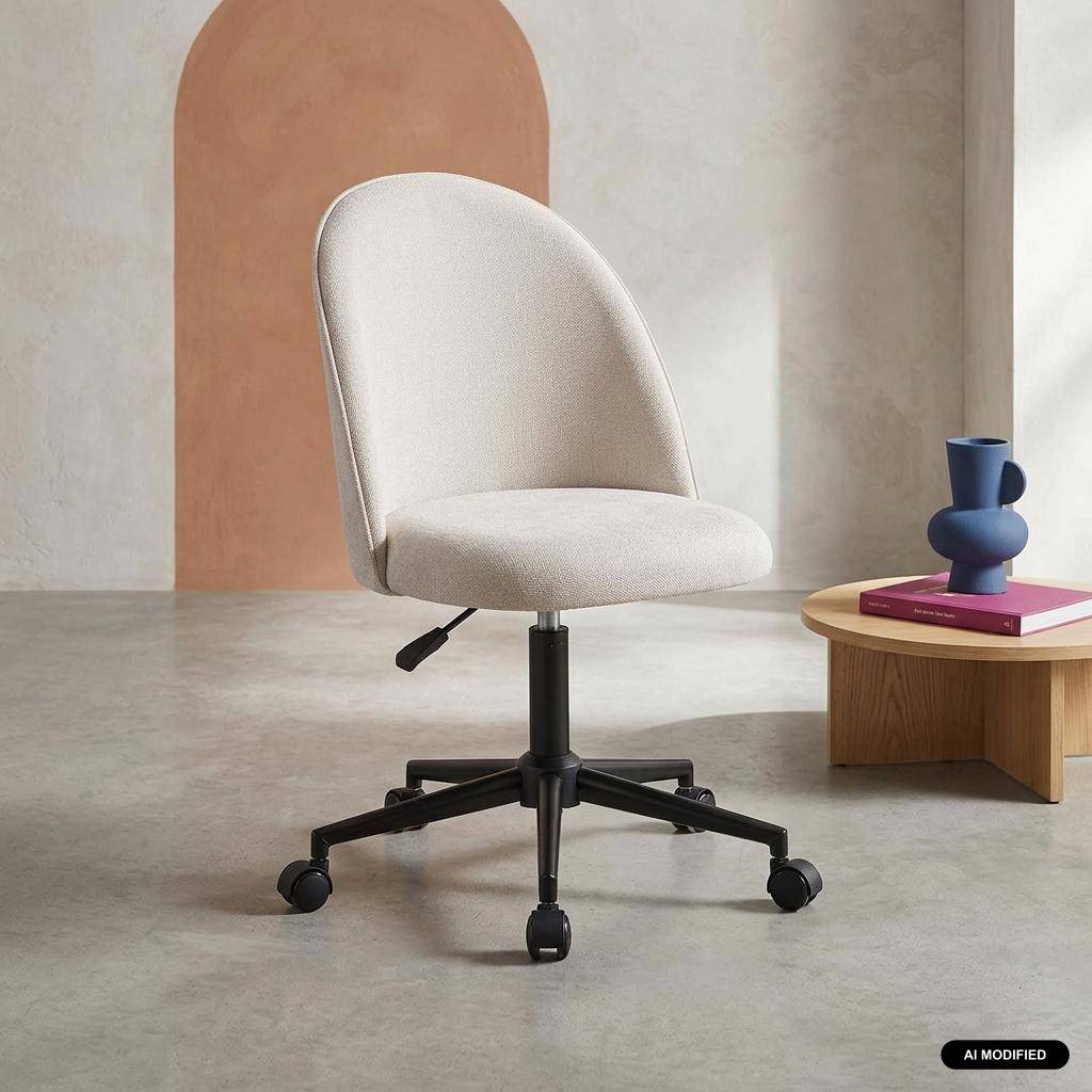 Sedia da ufficio con rotelle in tessuto, Phyl, Beige, 49.5x55x96 cm Photo1