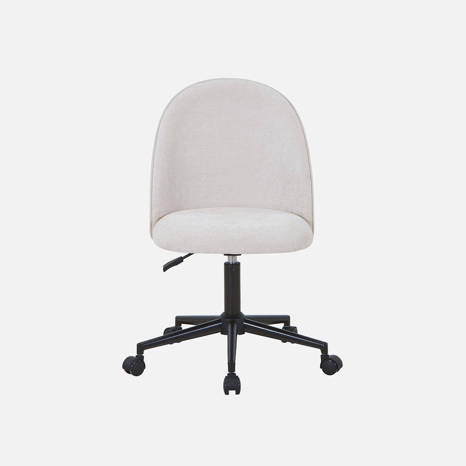 Sedia da ufficio con rotelle in tessuto, Phyl, Beige, 49.5x55x96 cm,sweeek,Photo3