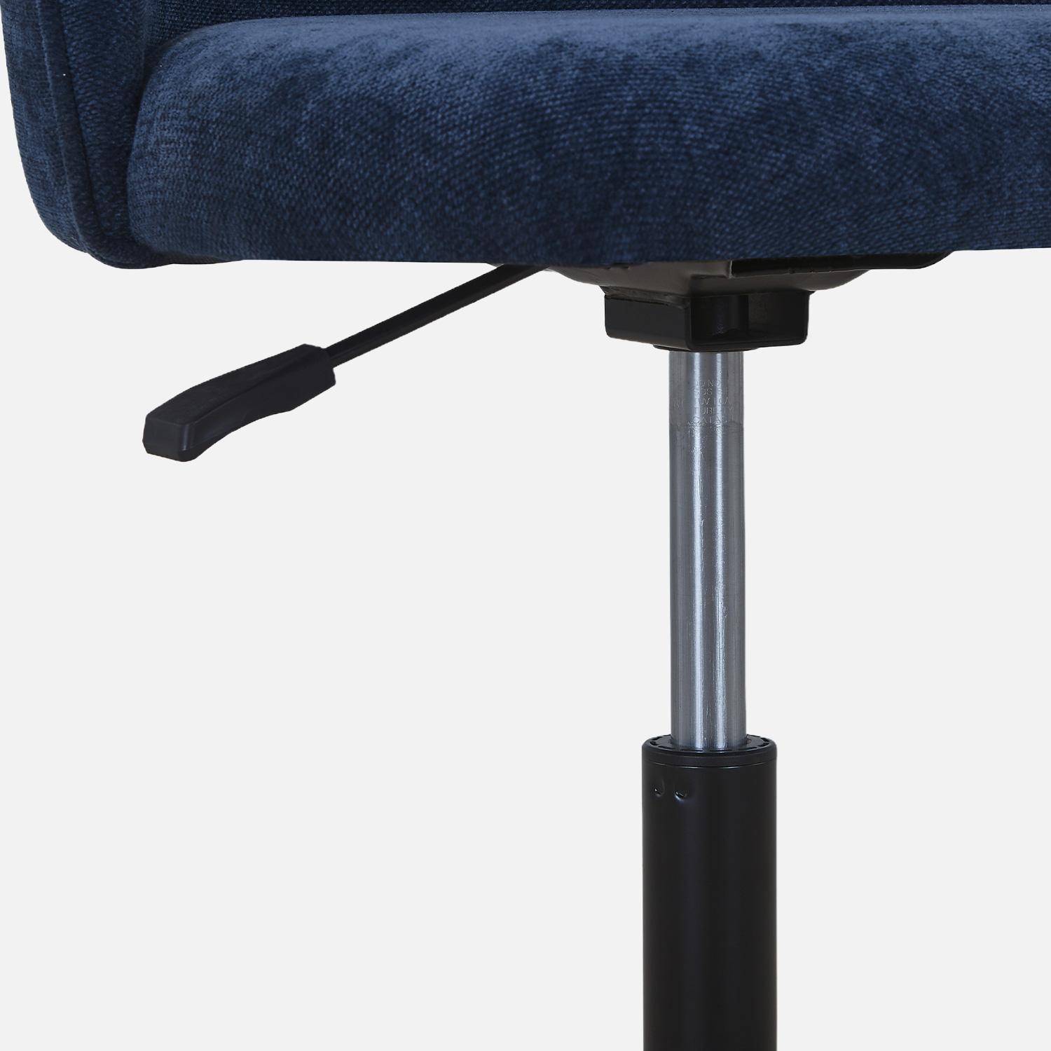 Sedia da ufficio con rotelle in tessuto, Phyl, Blu, 49.5x55x96 cm Photo6