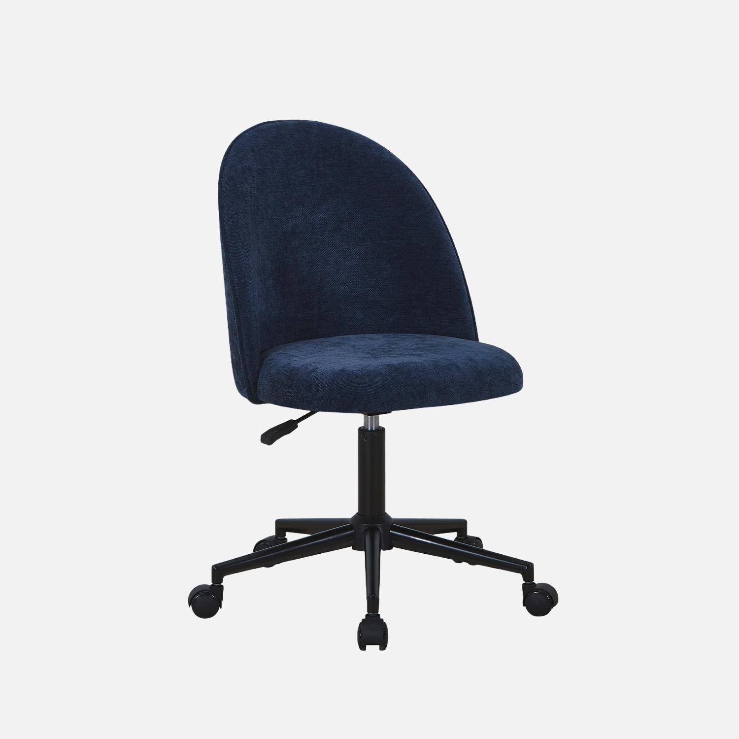 Sedia da ufficio con rotelle in tessuto, Phyl, Blu, 49.5x55x96 cm Photo2