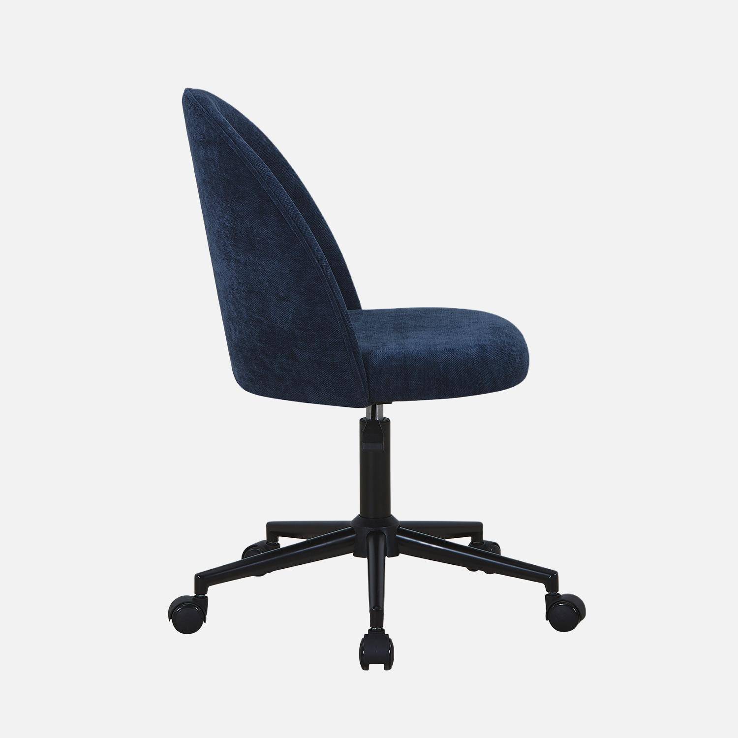Sedia da ufficio con rotelle in tessuto, Phyl, Blu, 49.5x55x96 cm Photo4