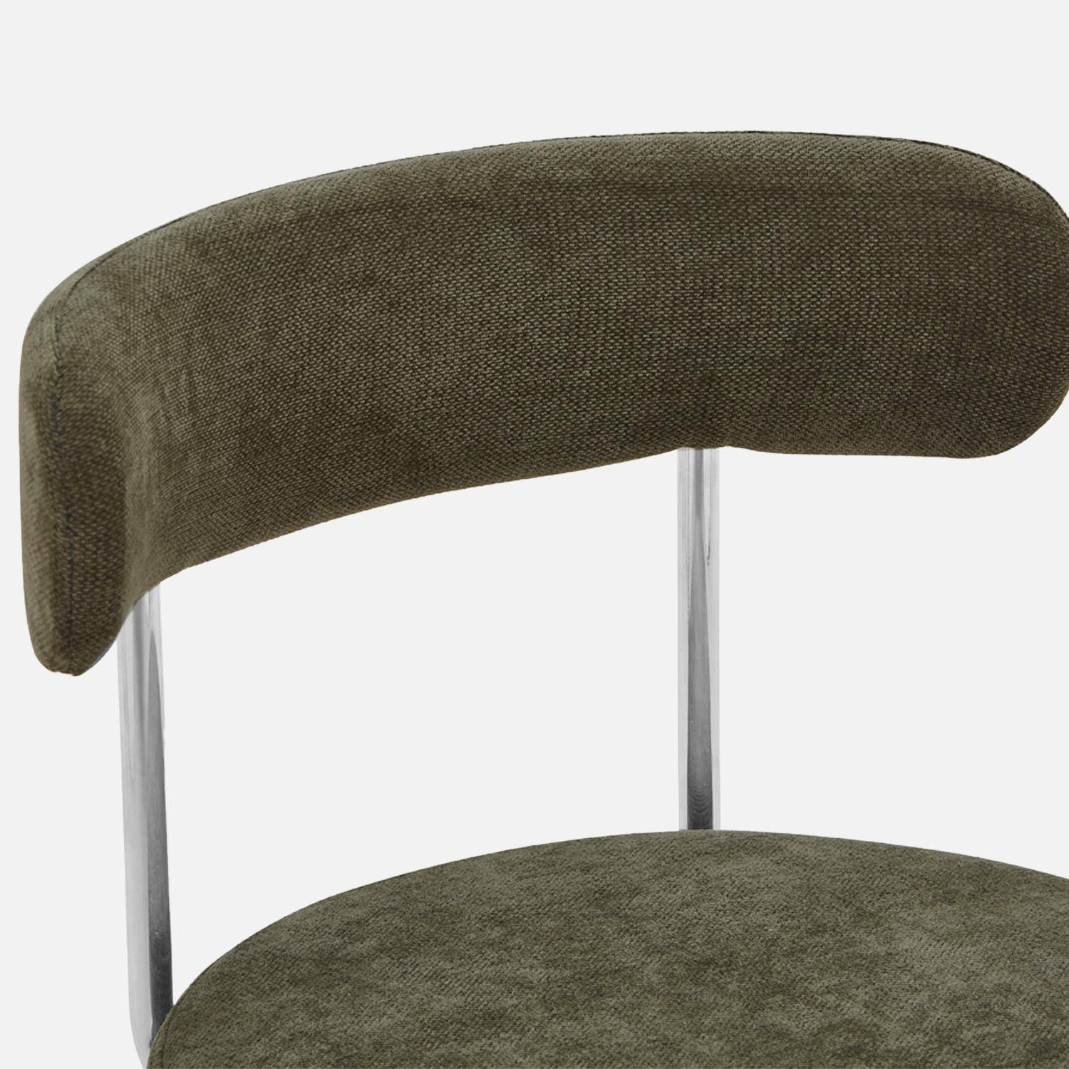Chaise de bureau vintage à roulettes tissu kaki - Angela Photo5