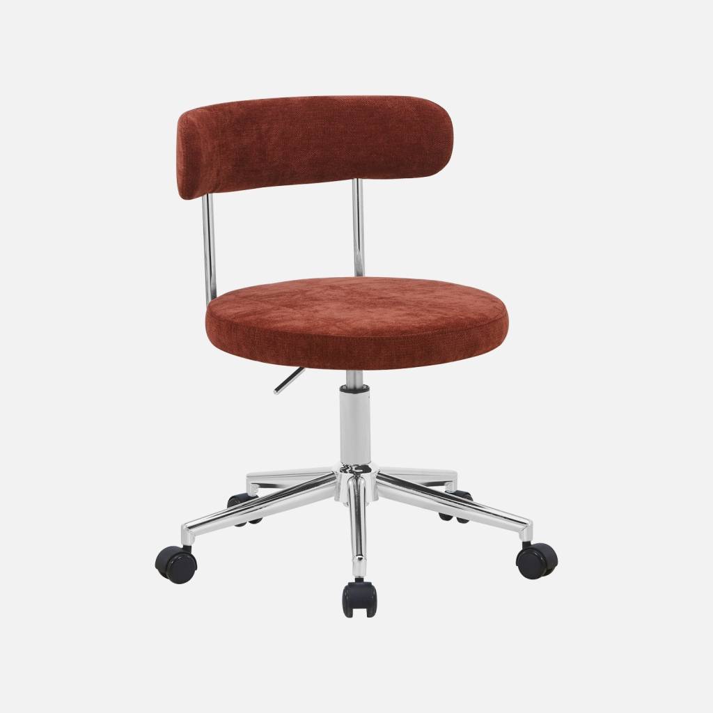 Chaise de bureau vintage à roulettes tissu rouge