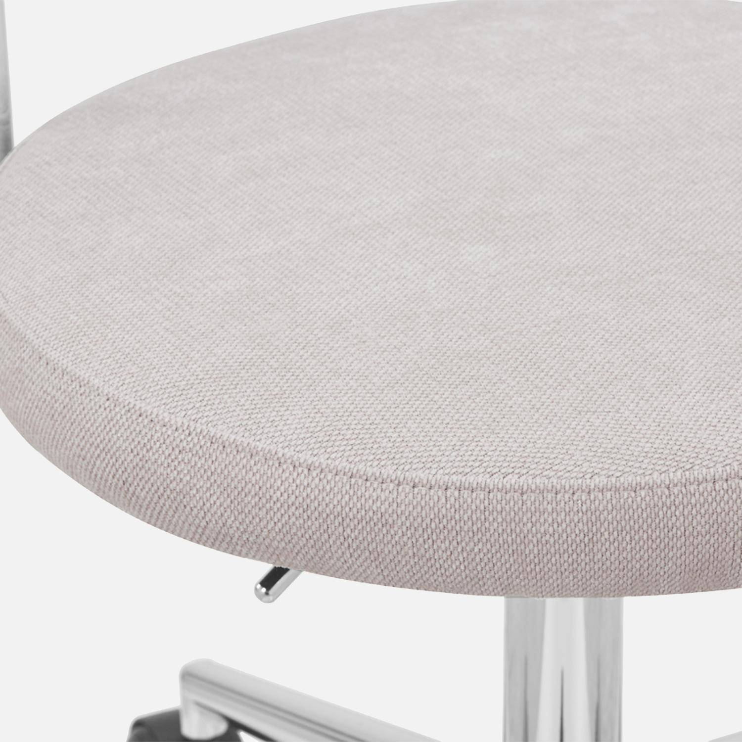 Chaise de bureau vintage à roulettes tissu beige - Angela Photo6