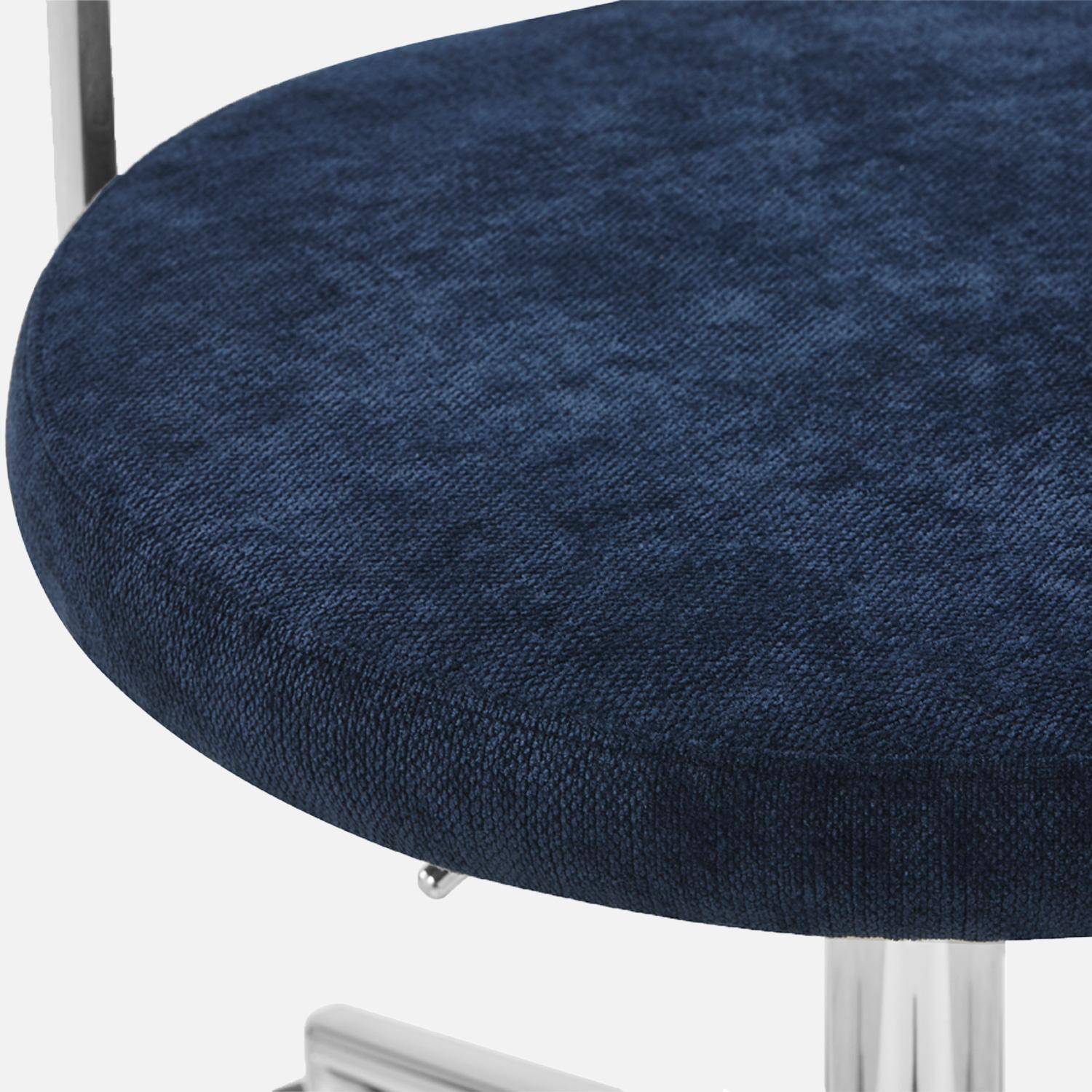 Chaise de bureau vintage à roulettes tissu bleu - Angela Photo6