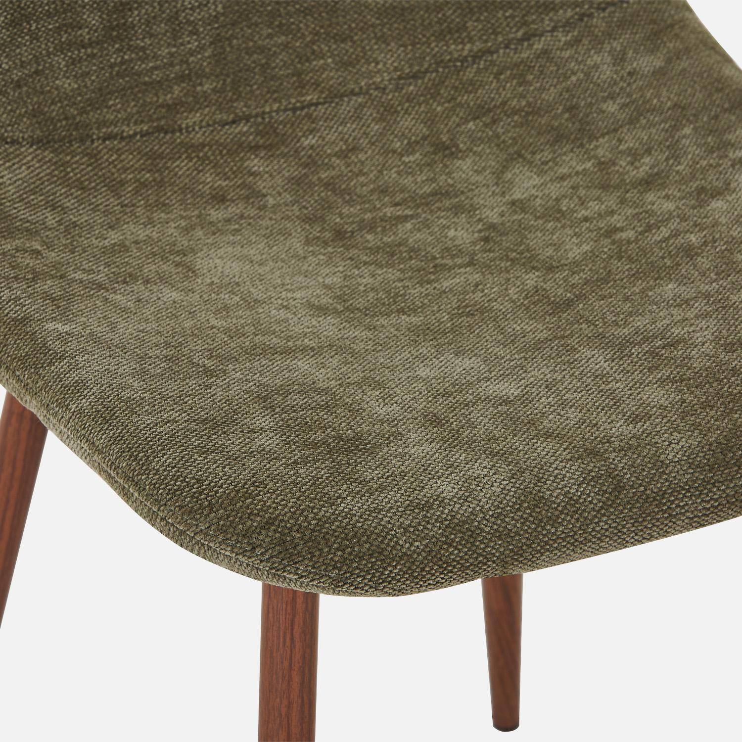 Lot de 4 chaises décor bois teinte noyer et tissu kaki - Vera Photo5