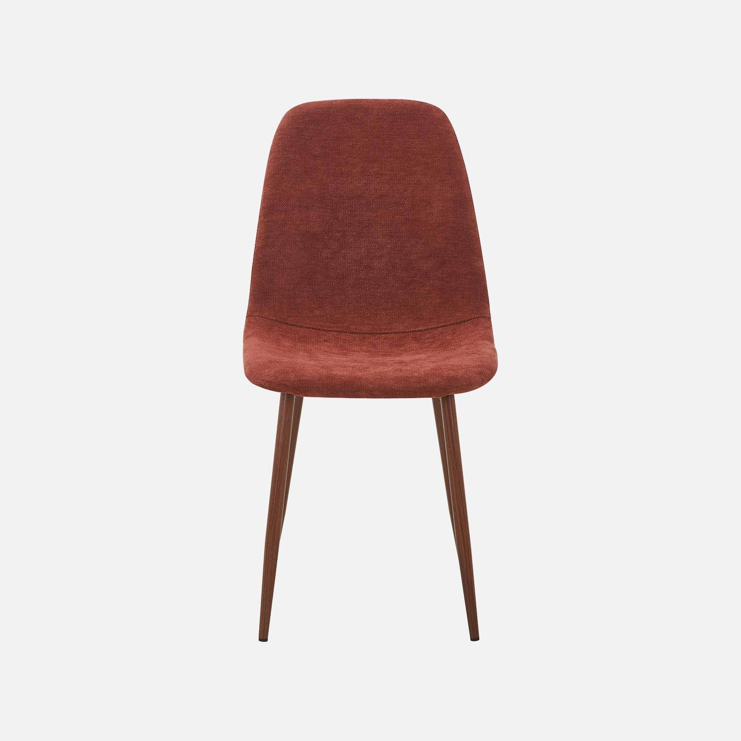 Set van 4 stoelen met walnootkleurig houtdecor en stof rood - Vera Photo3