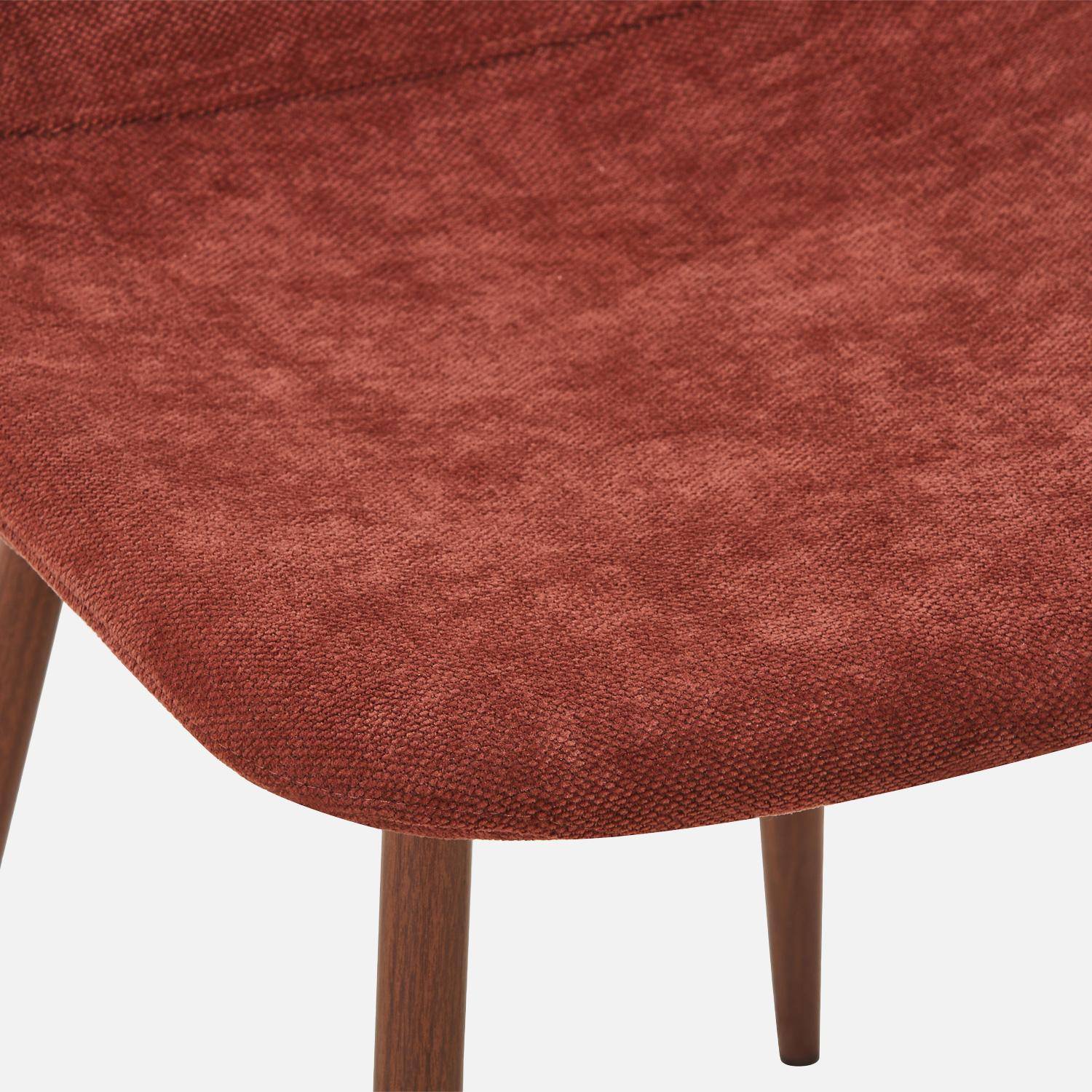 Set van 4 stoelen met walnootkleurig houtdecor en stof rood - Vera,sweeek,Photo5