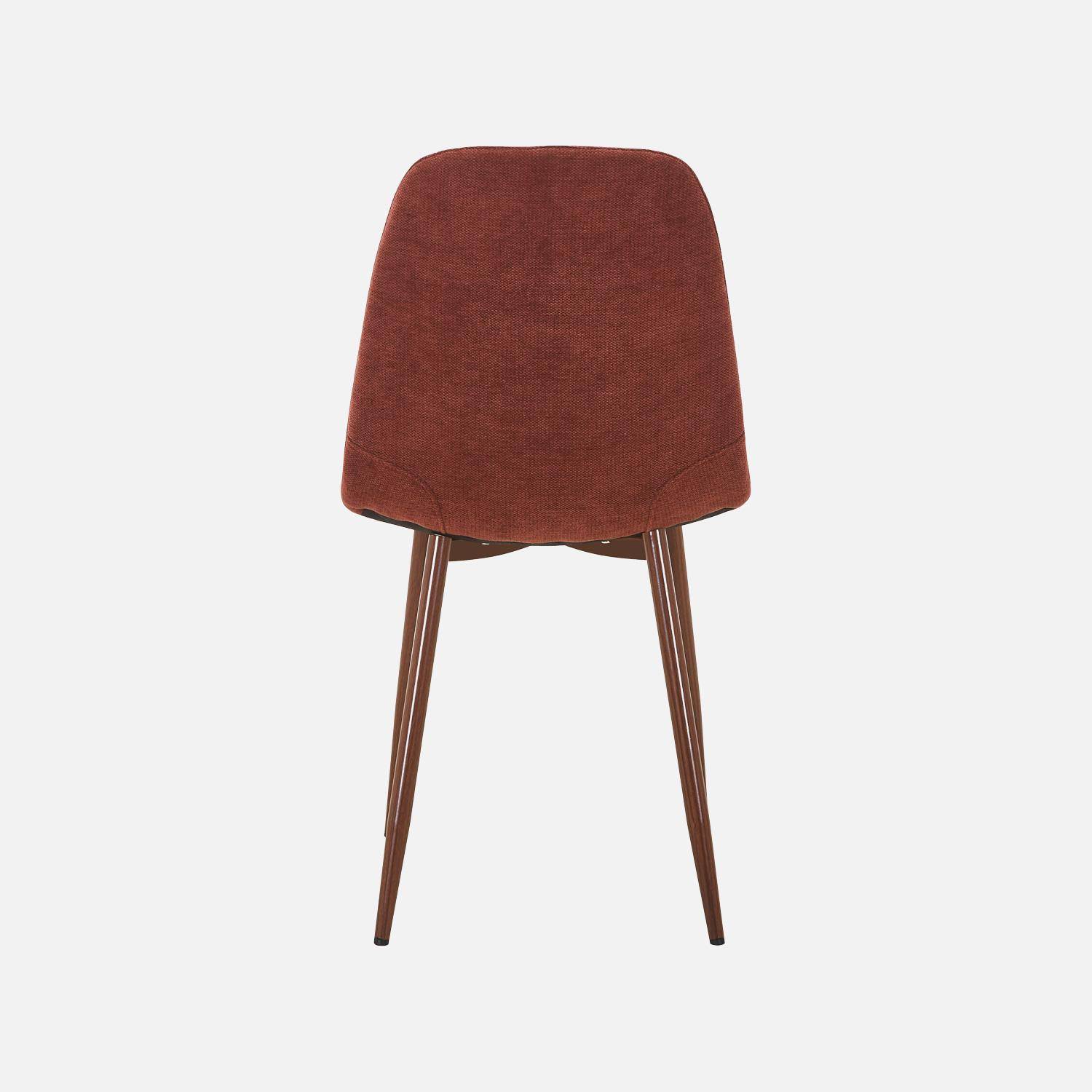 Set van 4 stoelen met walnootkleurig houtdecor en stof rood - Vera Photo4