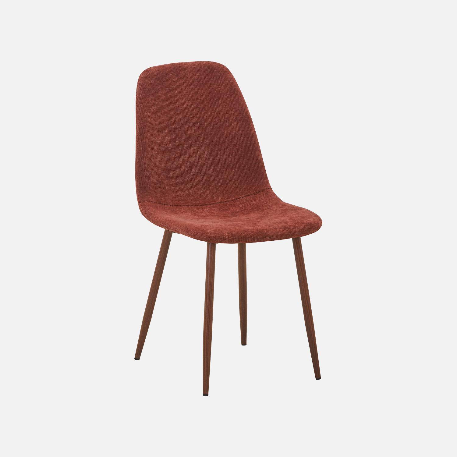 Set van 4 stoelen met walnootkleurig houtdecor en stof rood - Vera,sweeek,Photo2