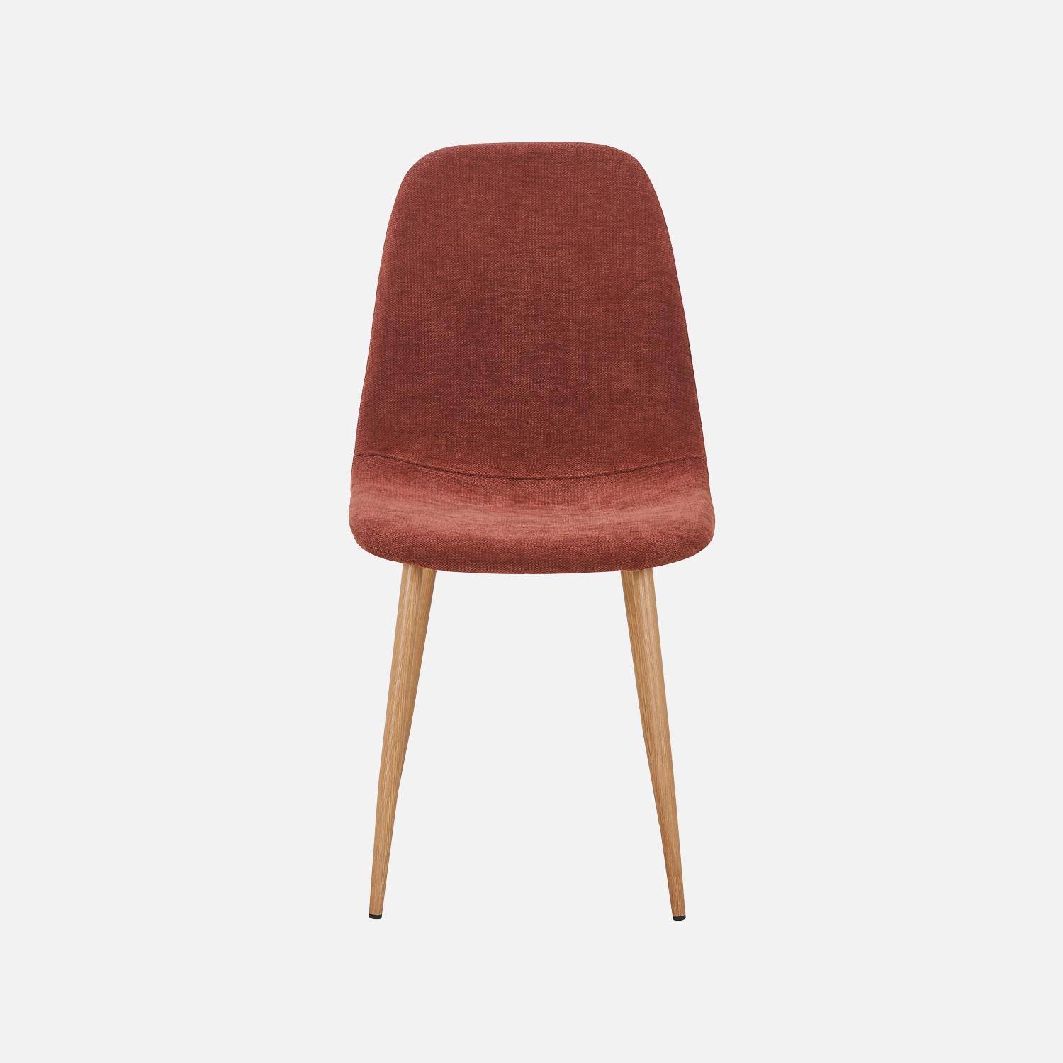 Lot de 4 chaises décor bois et tissu rouge - Vera Photo3