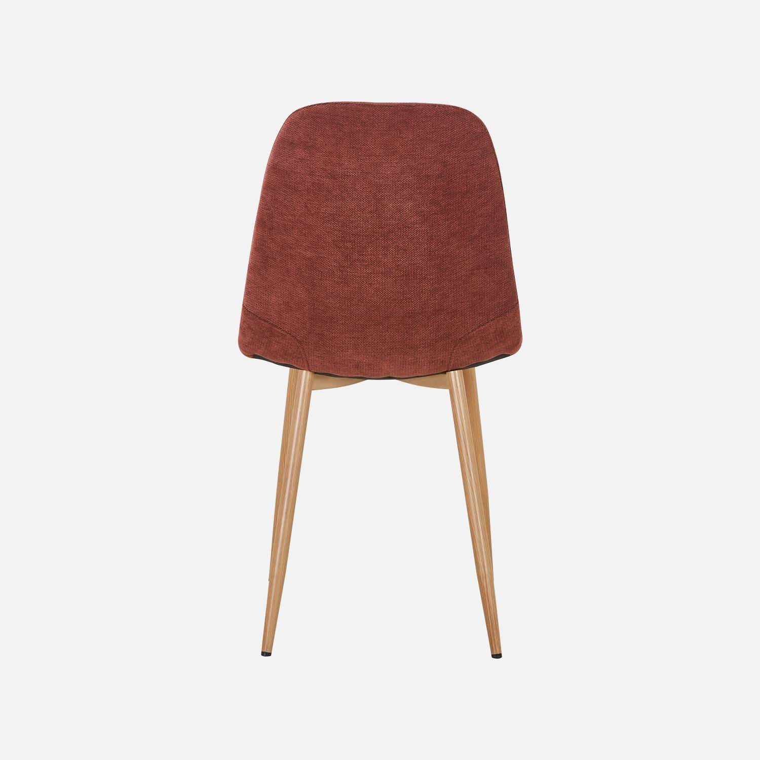 Lot de 4 chaises décor bois et tissu rouge - Vera Photo4