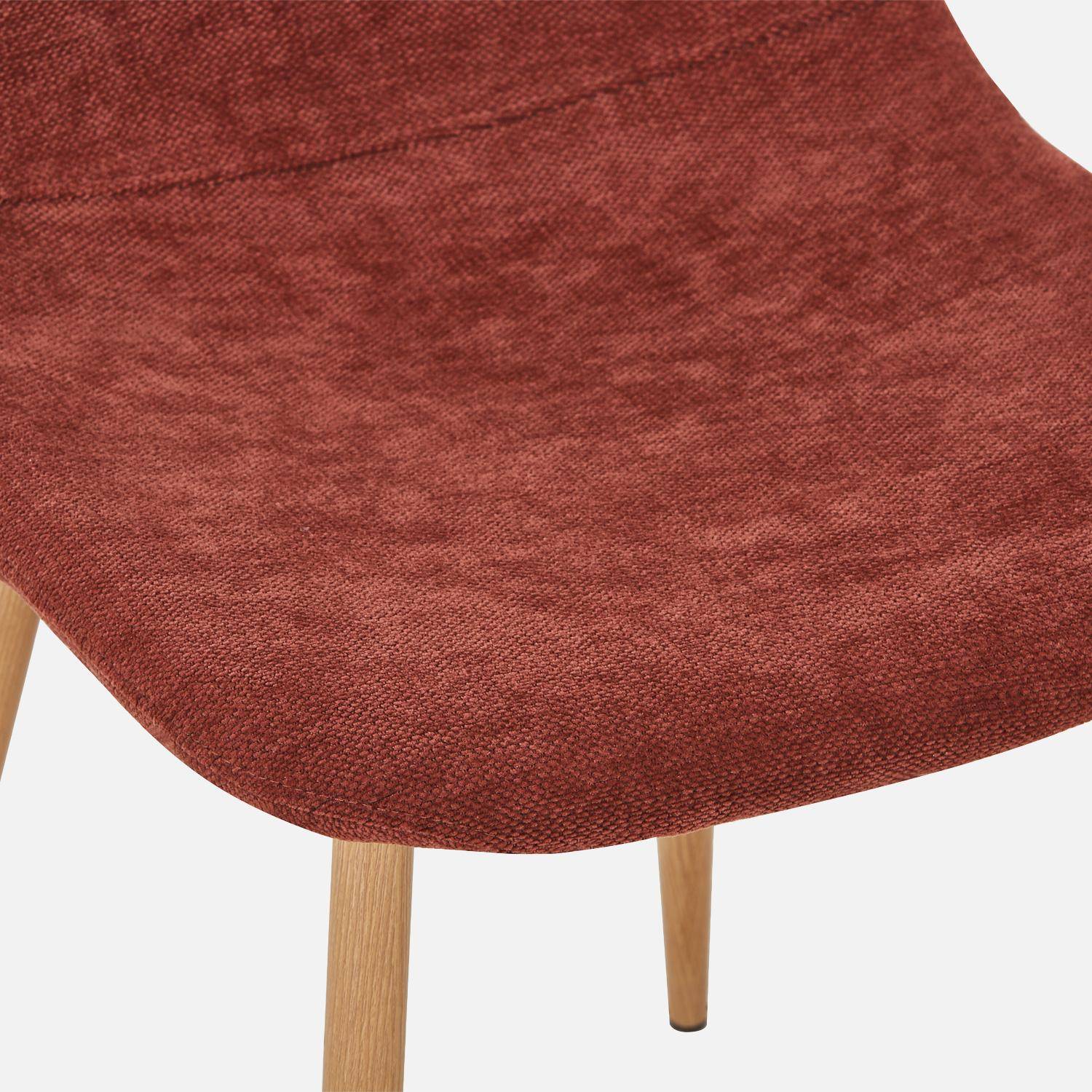 Lot de 4 chaises décor bois et tissu rouge - Vera,sweeek,Photo5