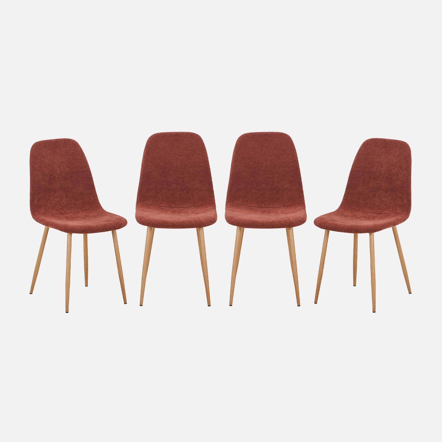 Lot de 4 chaises décor bois et tissu rouge - Vera,sweeek,Photo1
