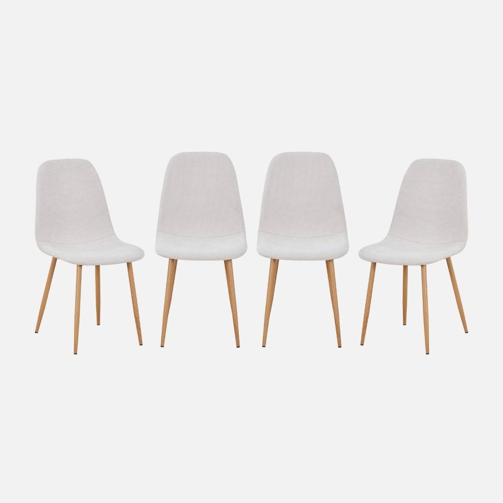 Lot de 4 chaises décor bois et tissu beige