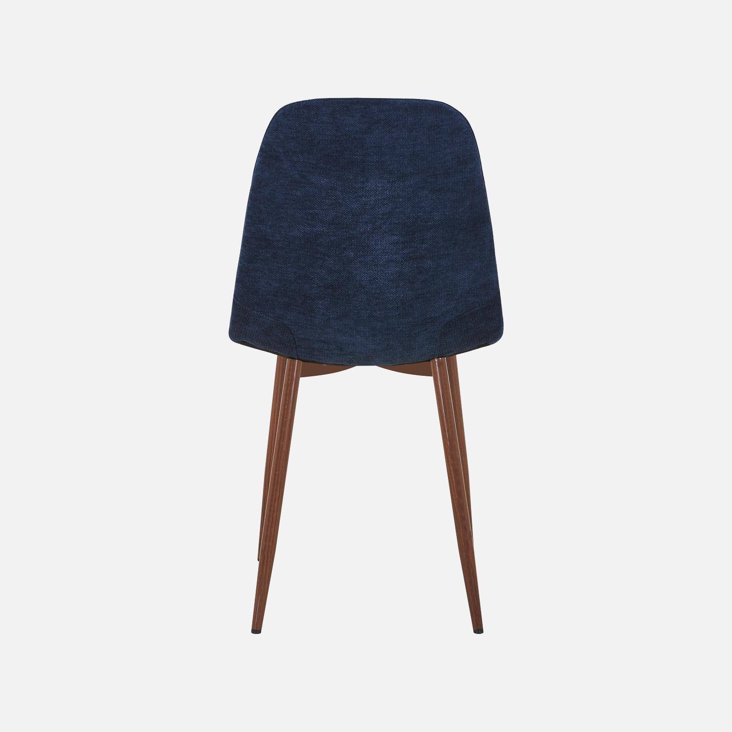 Lot de 4 chaises décor bois teinte noyer et tissu bleu - Vera,sweeek,Photo4