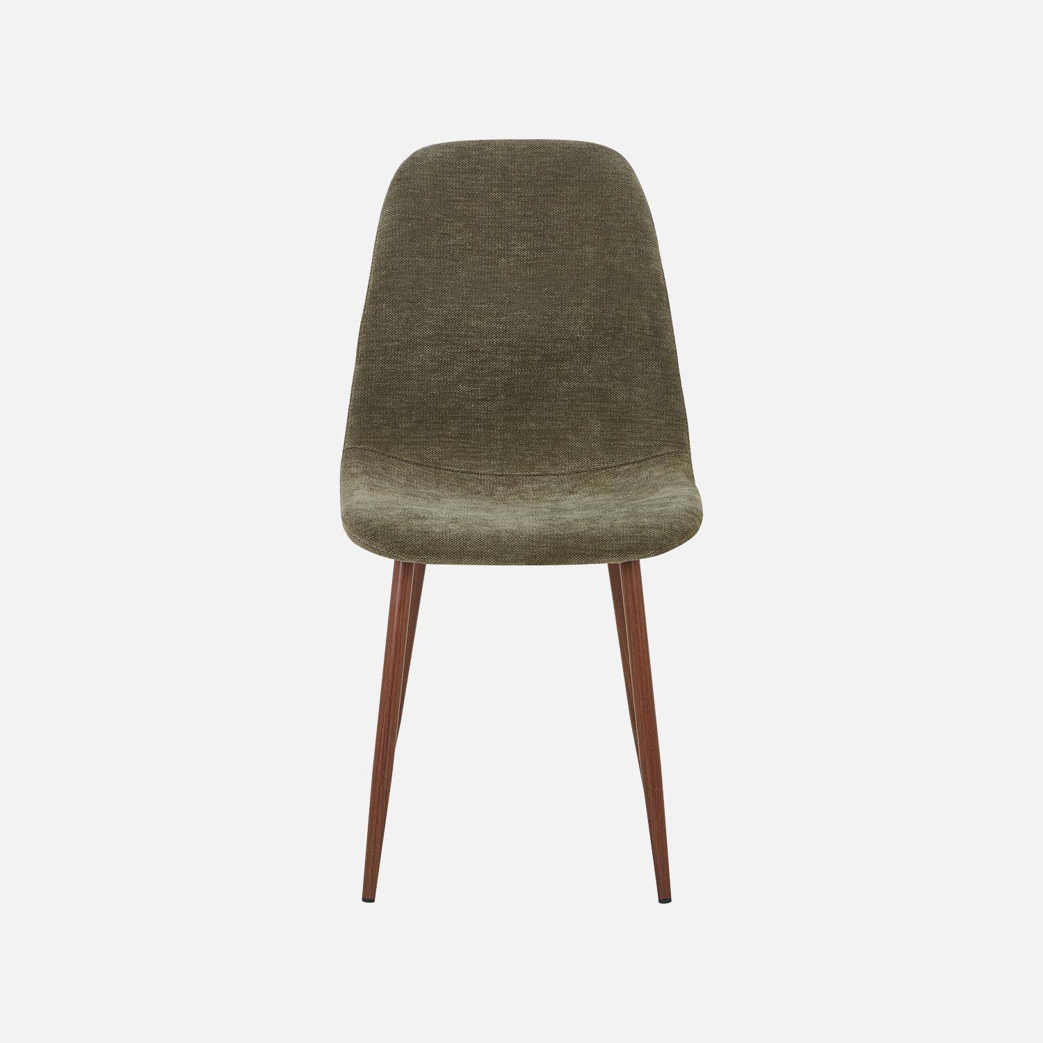Lot de 2 chaises décor bois teinte noyer et tissu kaki - Vera Photo3