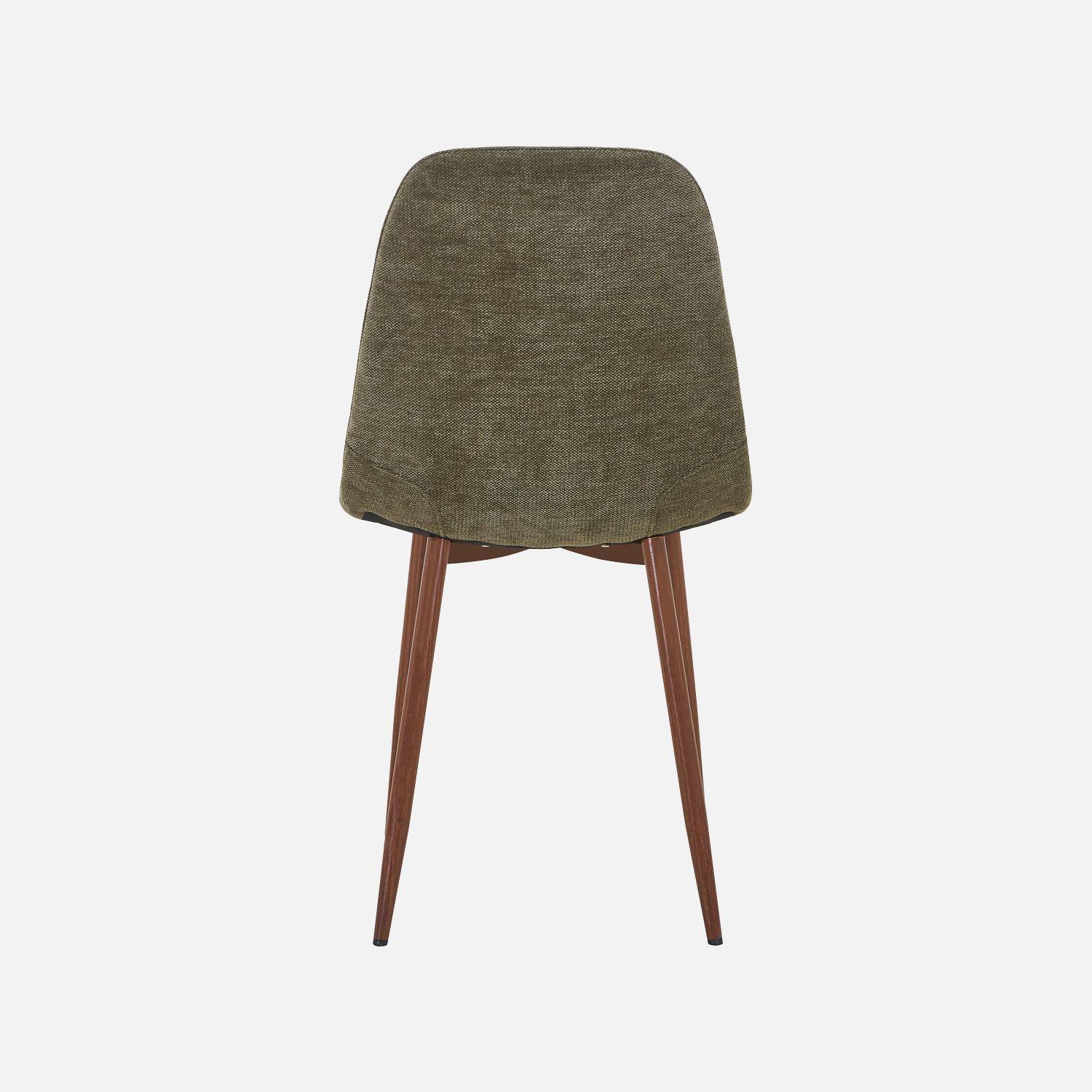 Lot de 2 chaises décor bois teinte noyer et tissu kaki - Vera,sweeek,Photo4