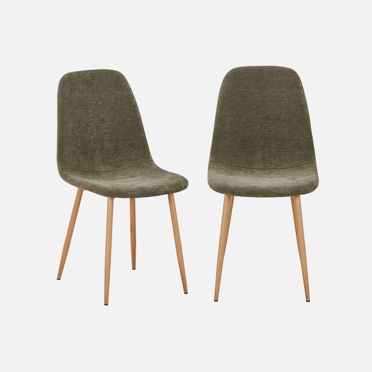 Lot de 2 chaises décor bois et tissu kaki - Vera,sweeek,Photo1